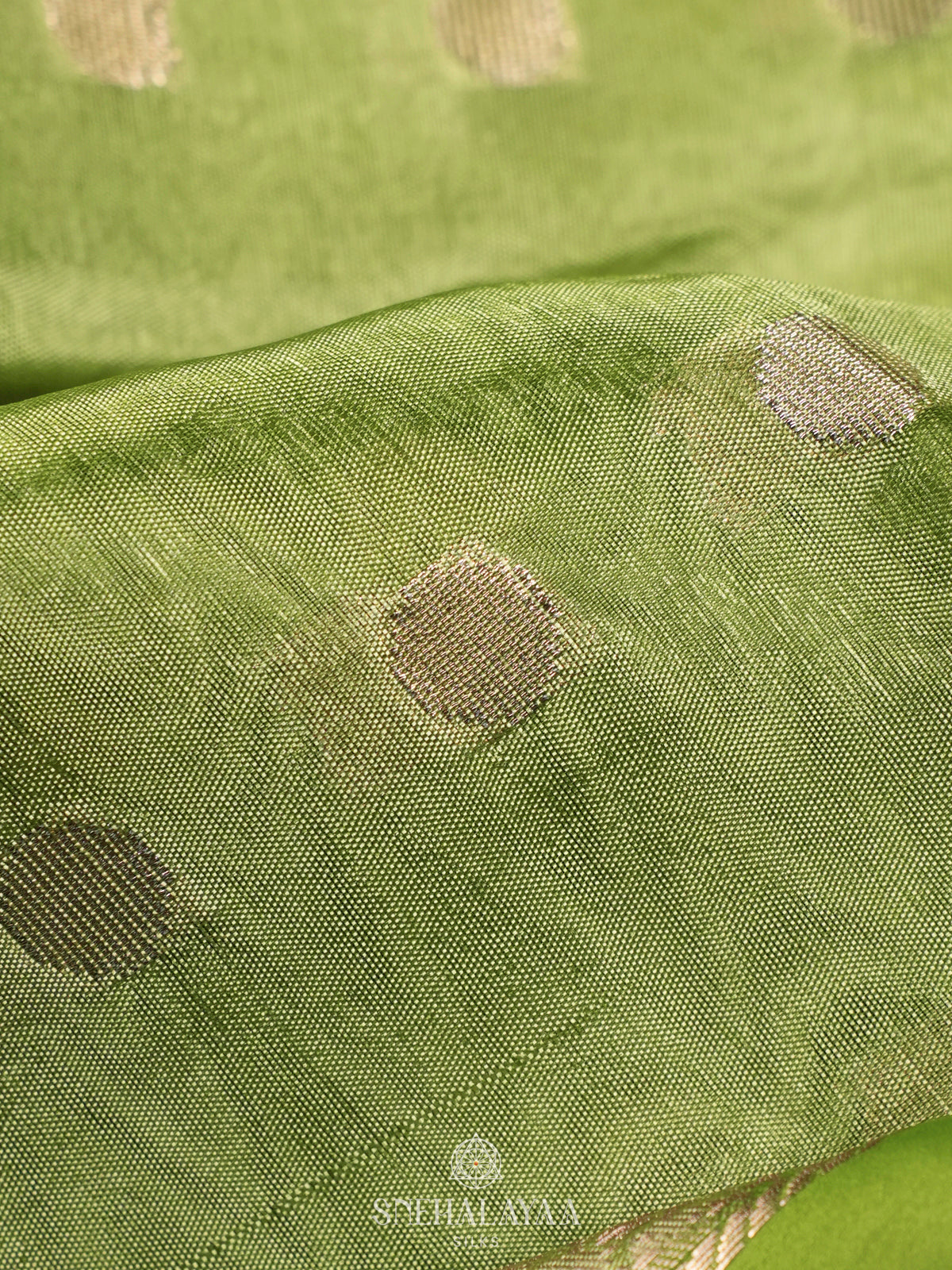 Lime Green Raw Silk Saree