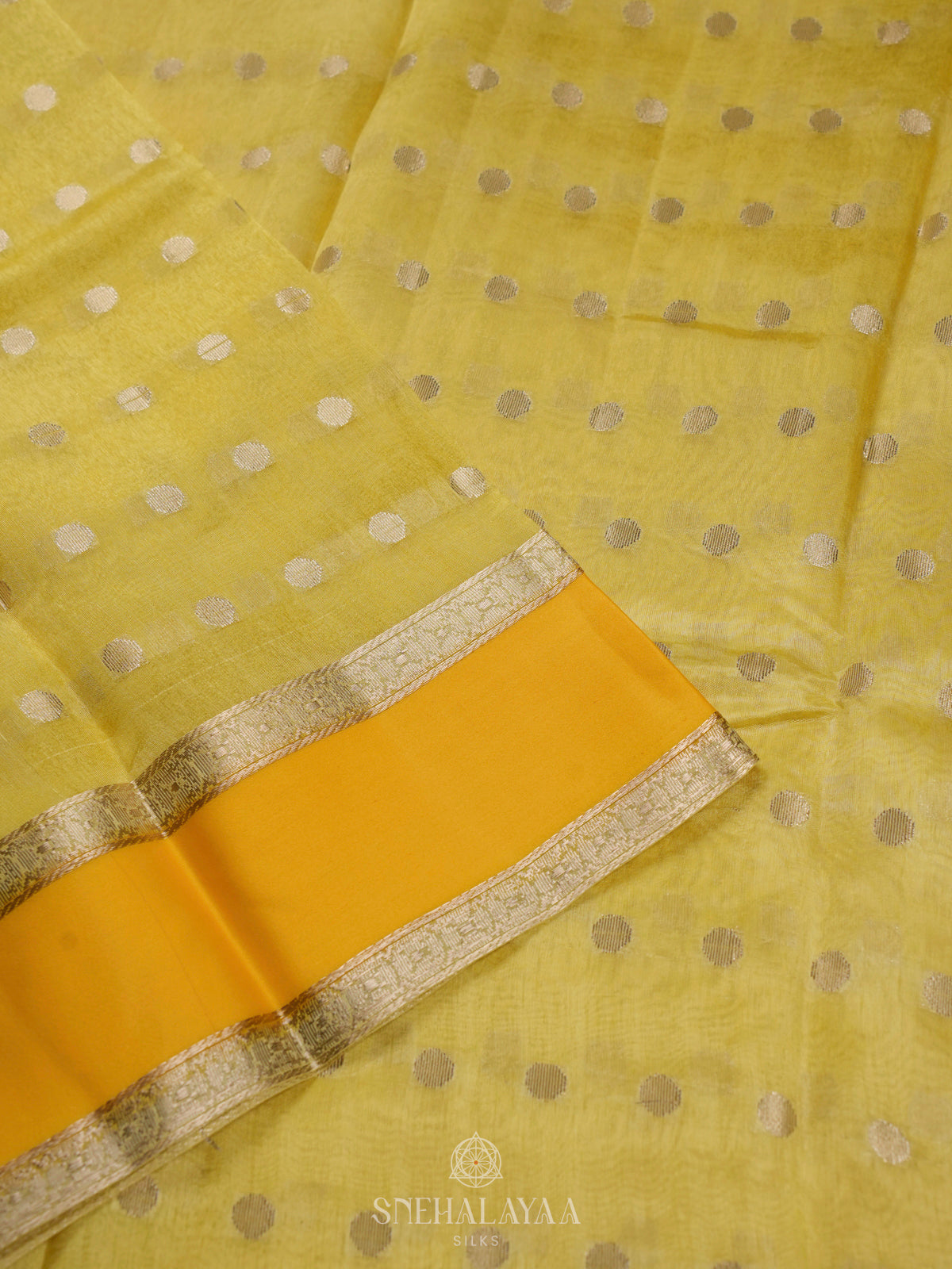 Pale Yellow Raw Silk Saree