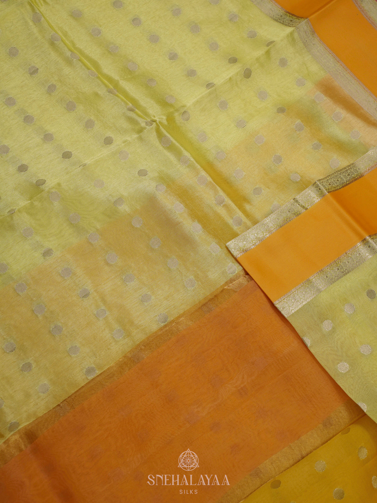 Pale Yellow Raw Silk Saree