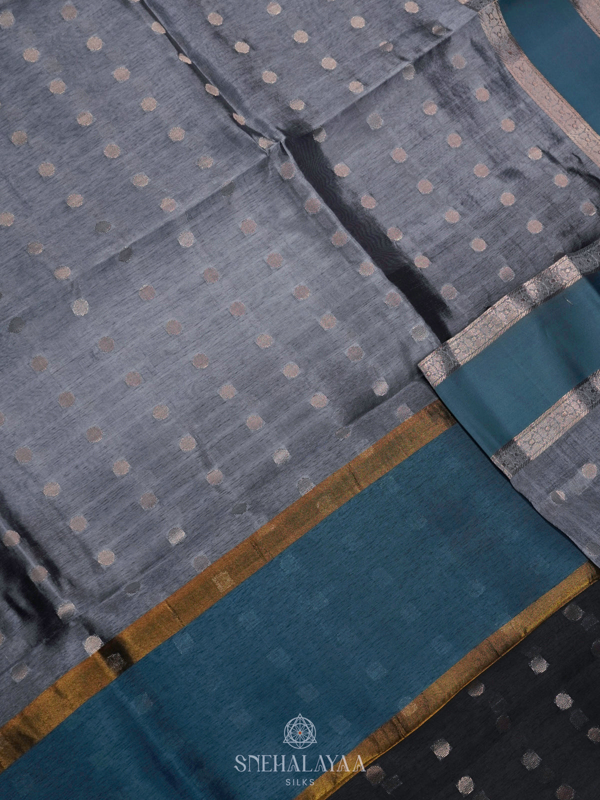 Grey Raw Silk Saree
