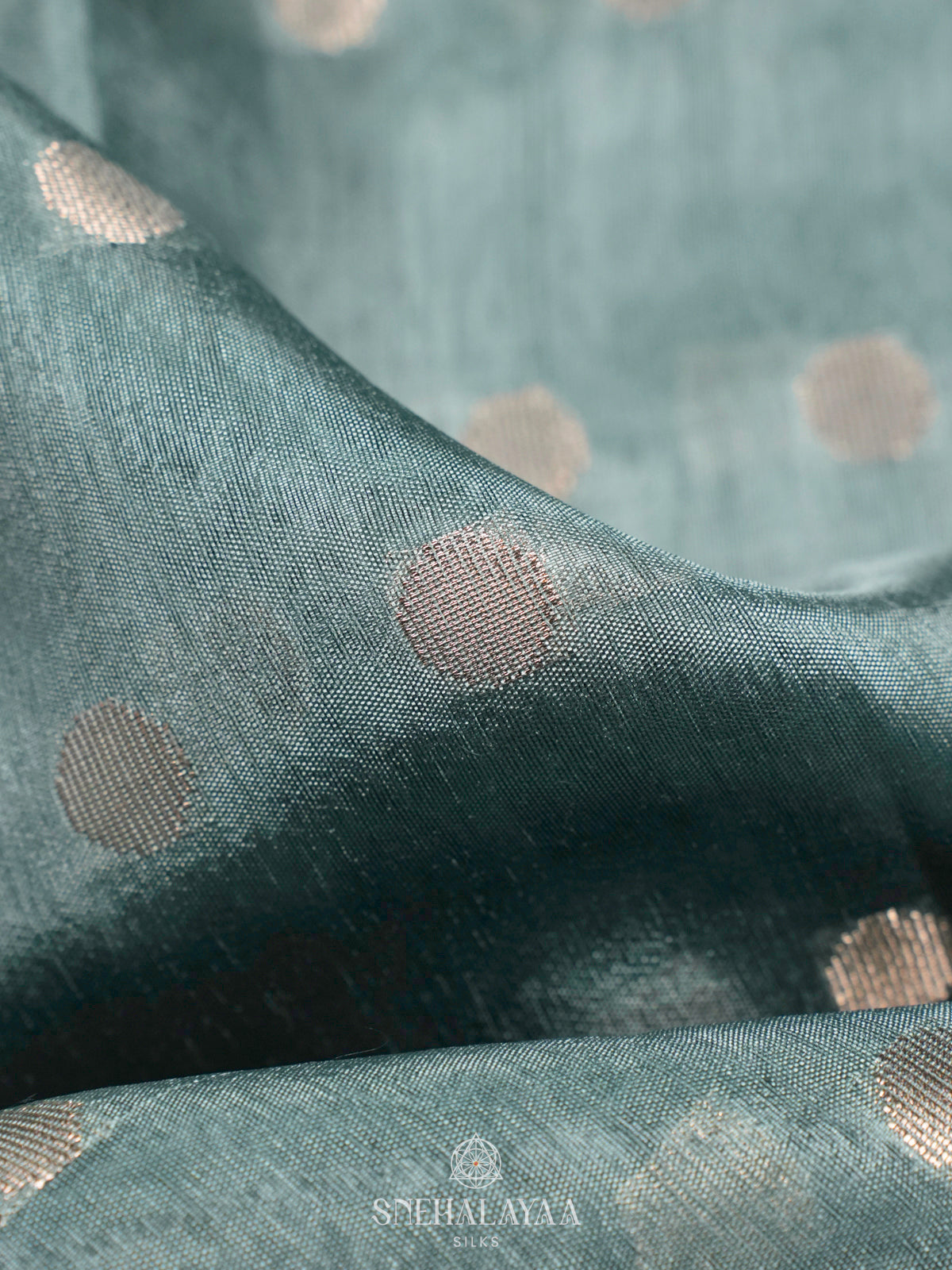Teal Blue Raw Silk Saree