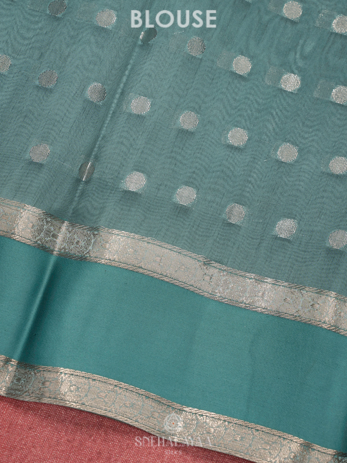 Teal Blue Raw Silk Saree