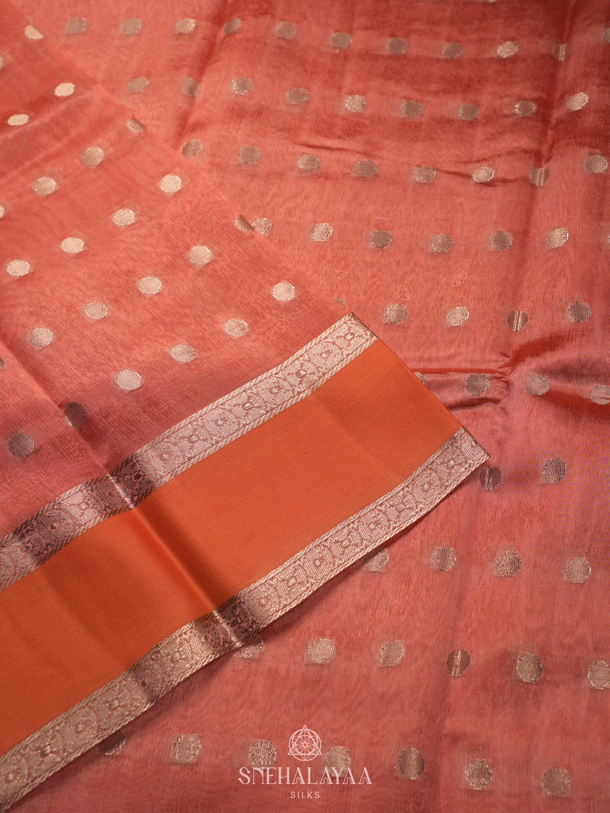 Peach Raw Silk Saree