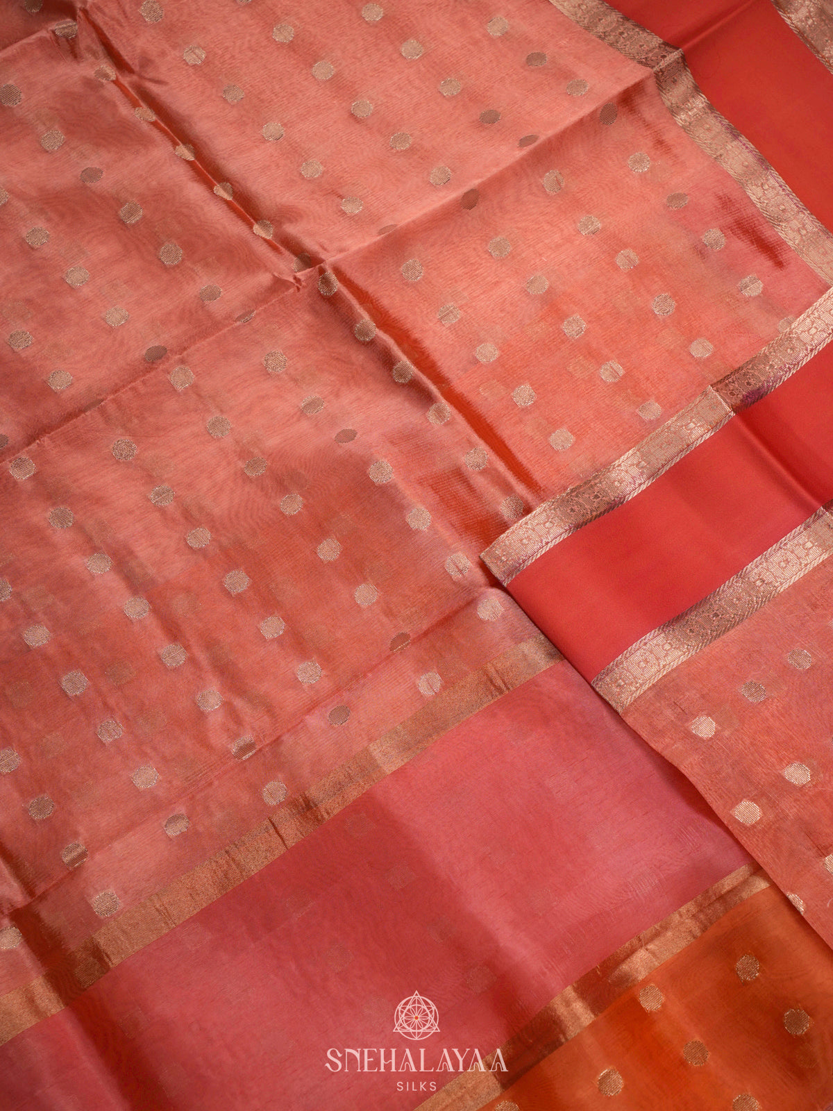 Peach Raw Silk Saree