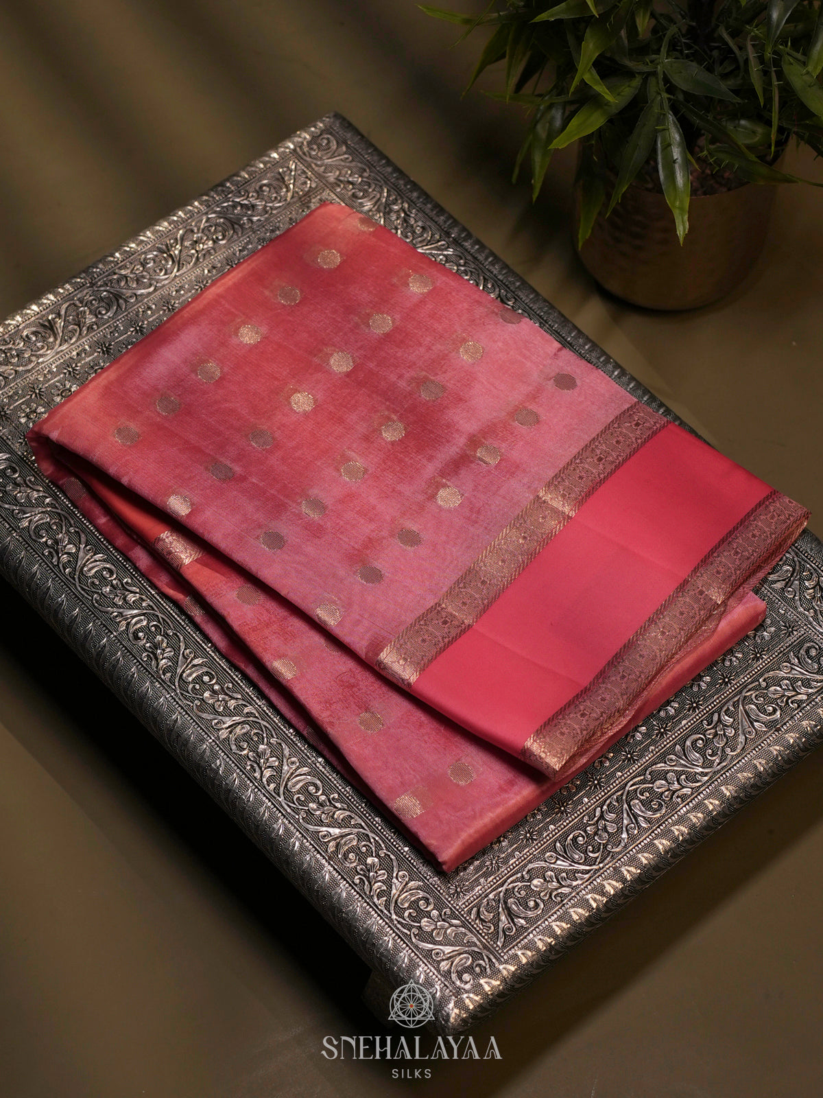 Pink Raw Silk Saree