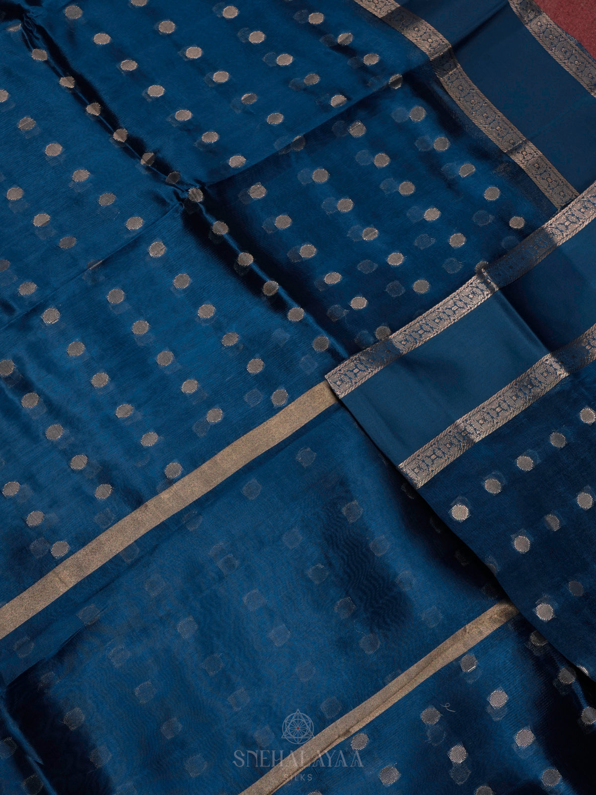 Peacock Blue Raw Silk Saree