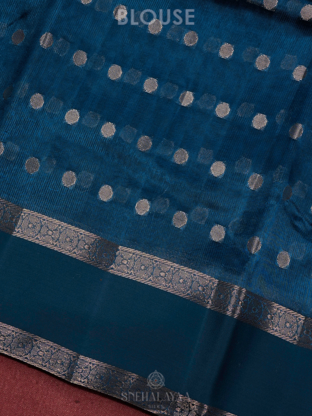 Peacock Blue Raw Silk Saree
