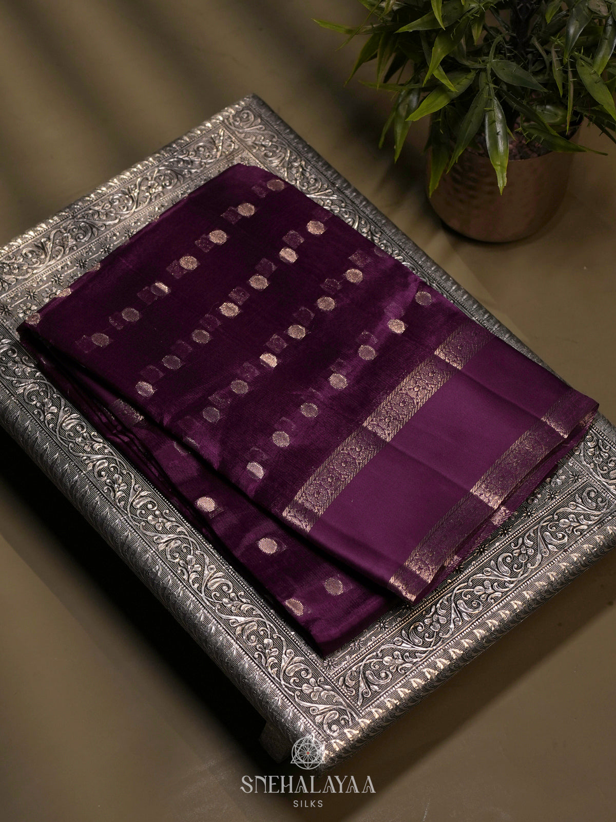 Magenta Raw Silk Saree