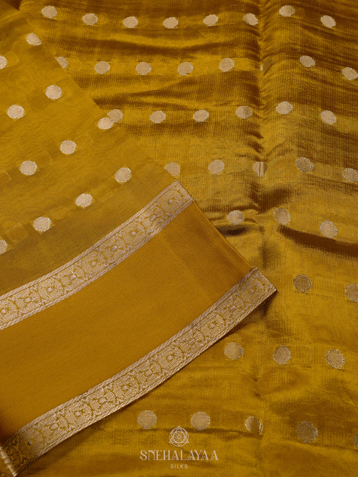 Golden Yellow  Raw Silk Saree