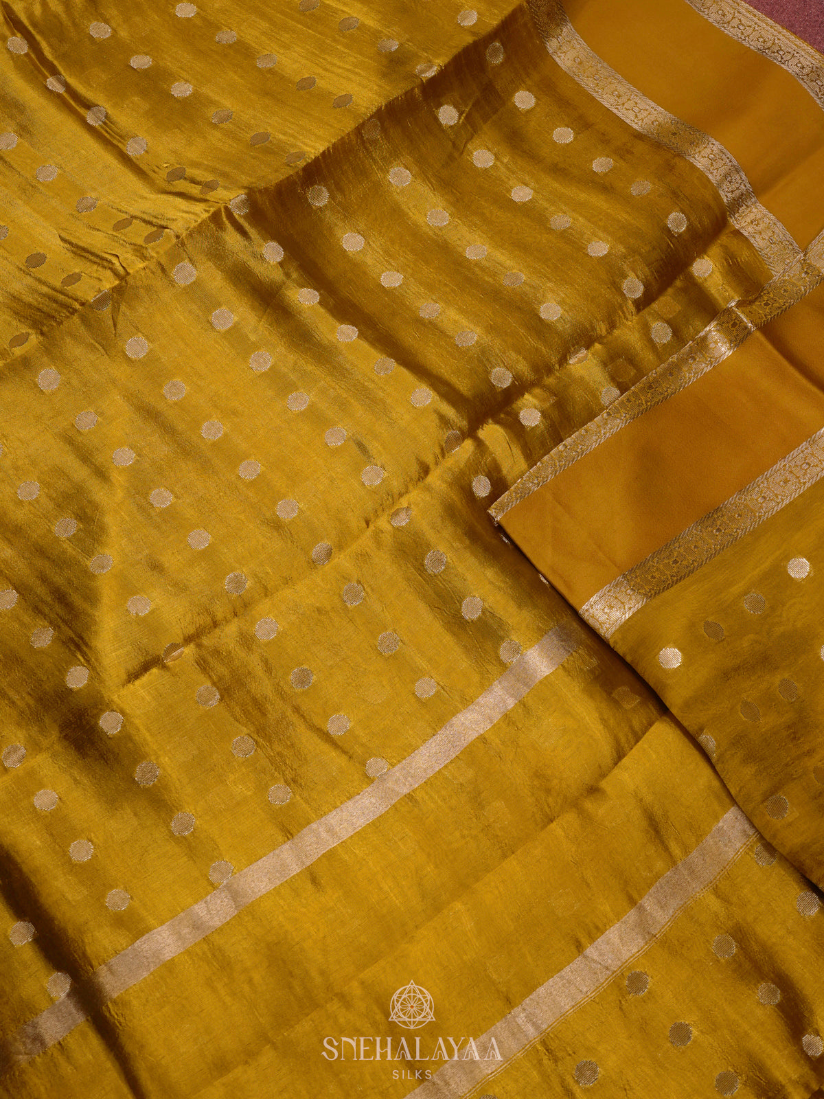 Golden Yellow  Raw Silk Saree