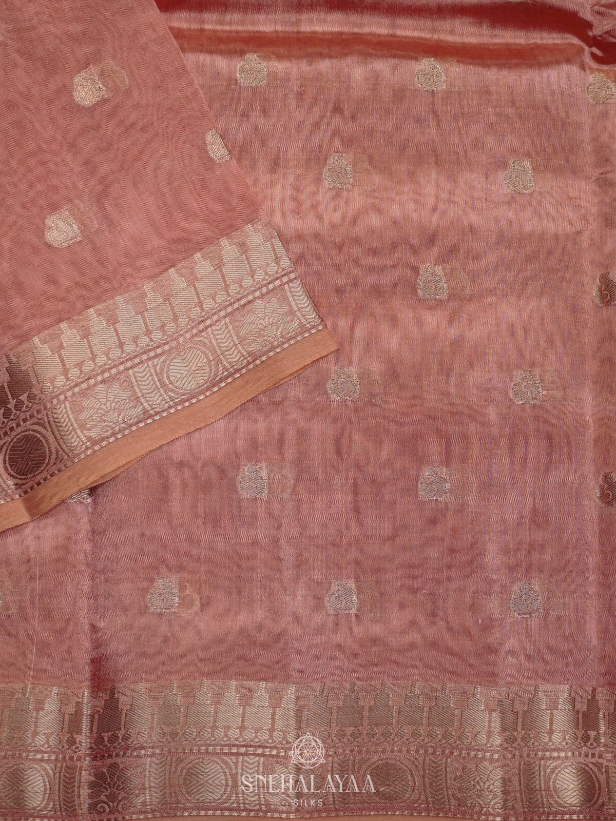 Peach Raw Silk Saree
