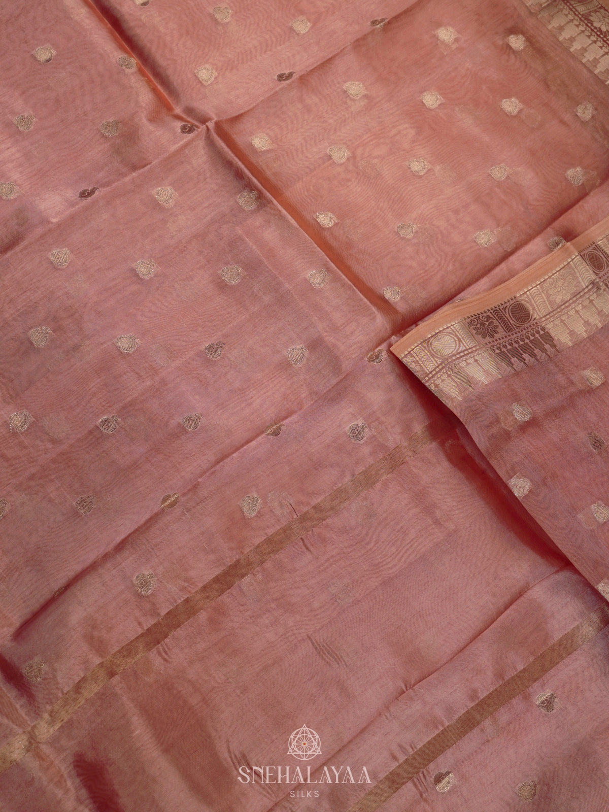 Peach Raw Silk Saree