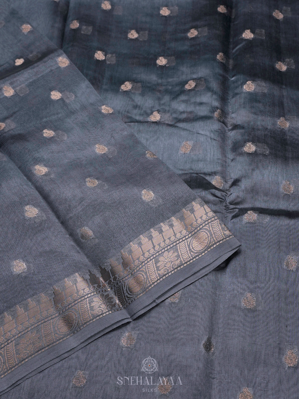 Grey Raw Silk Saree