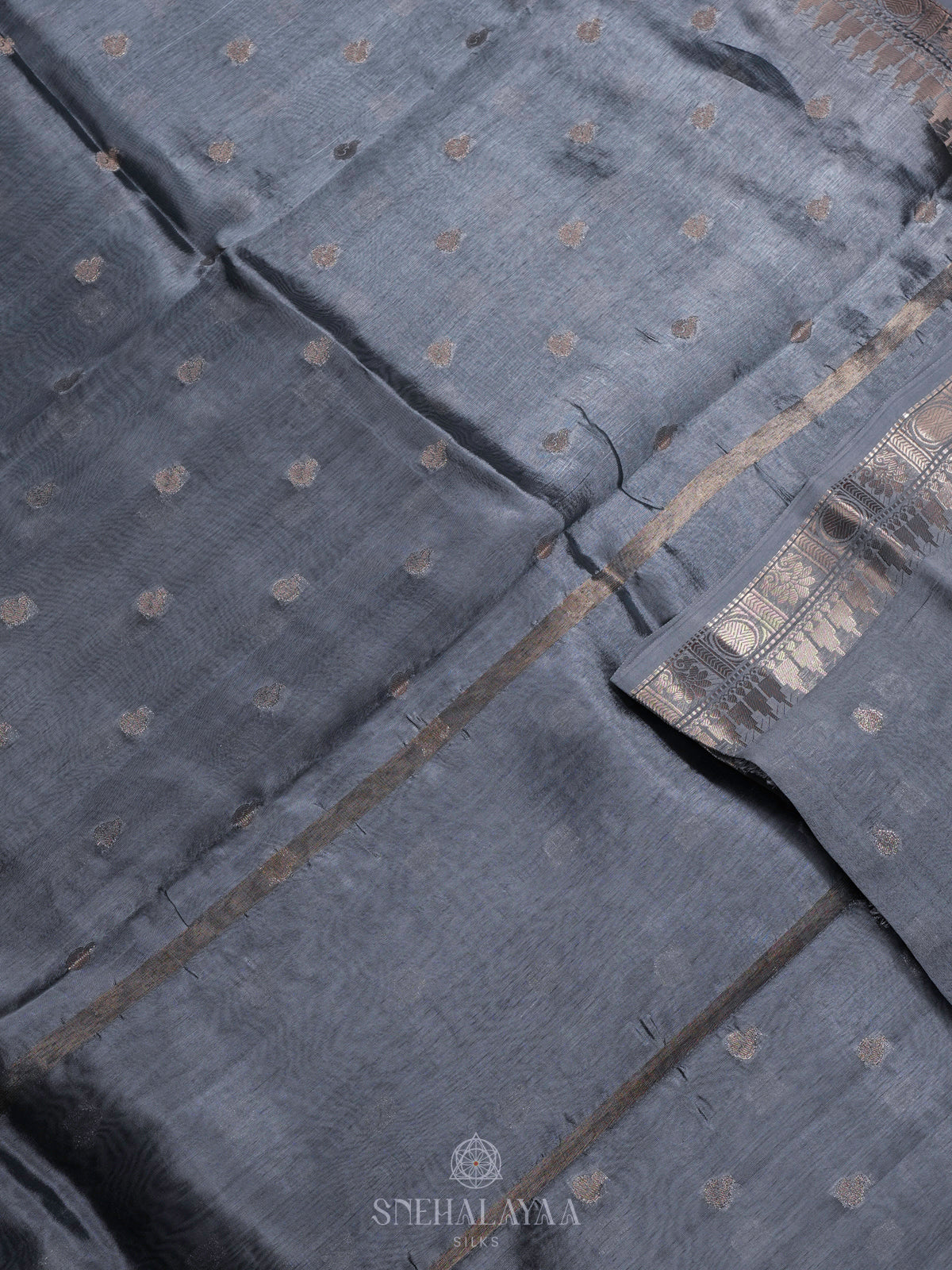 Grey Raw Silk Saree