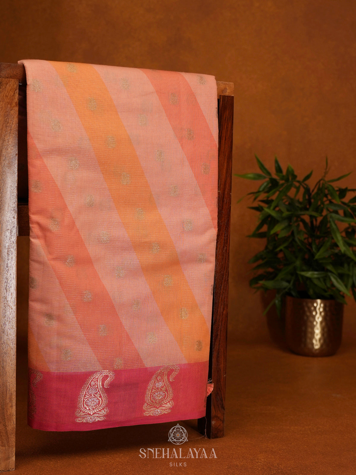 Peach Chanderi Saree