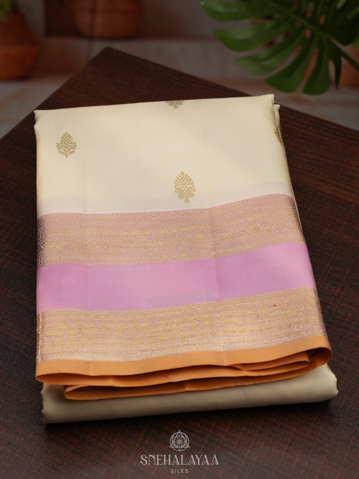 Cream Kanjivaram Silk Saree