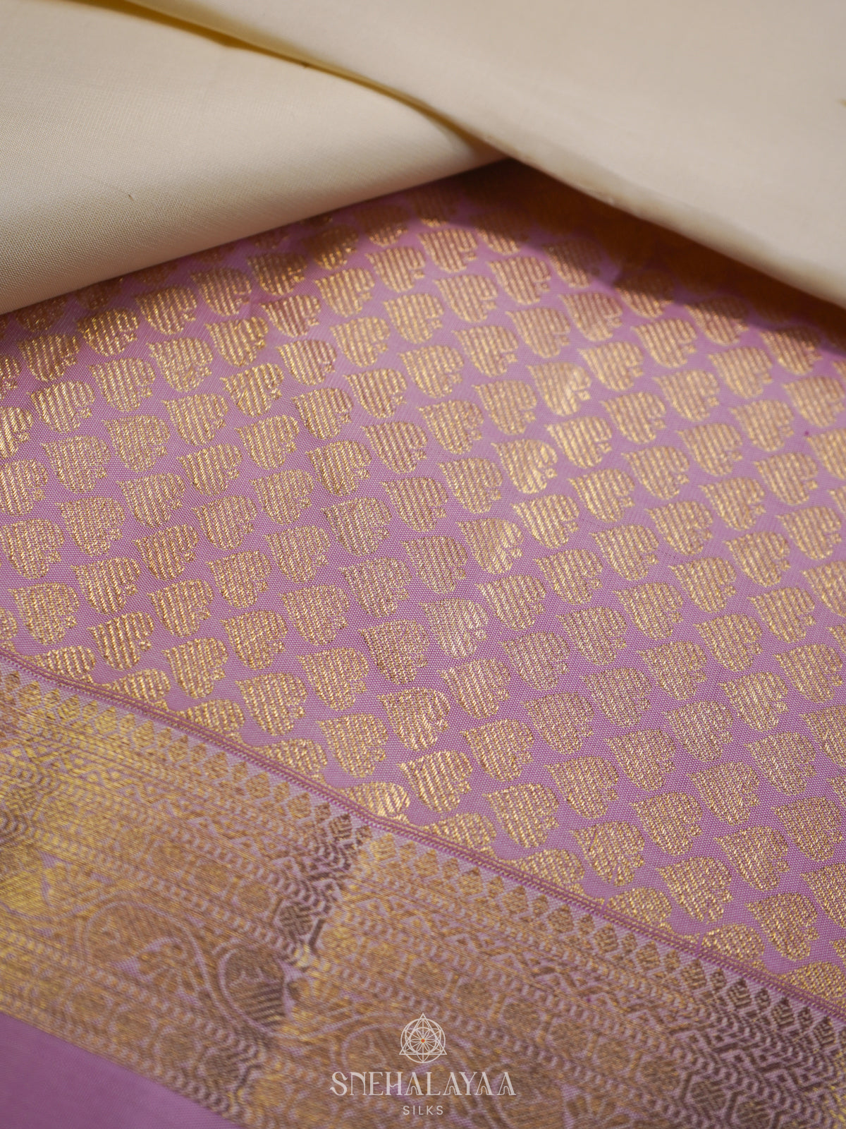 Cream Kanjivaram Silk Saree
