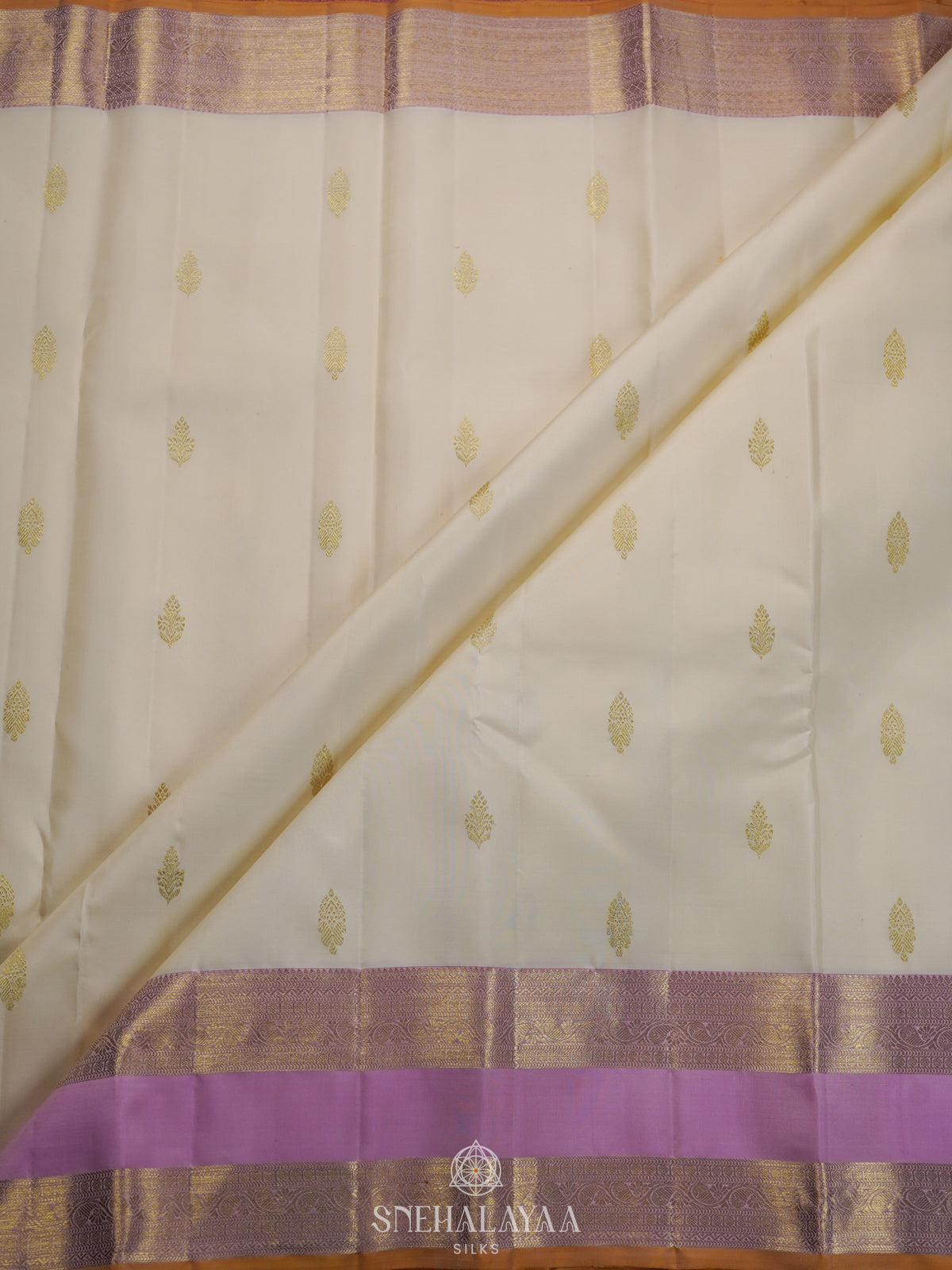 Cream Kanjivaram Silk Saree