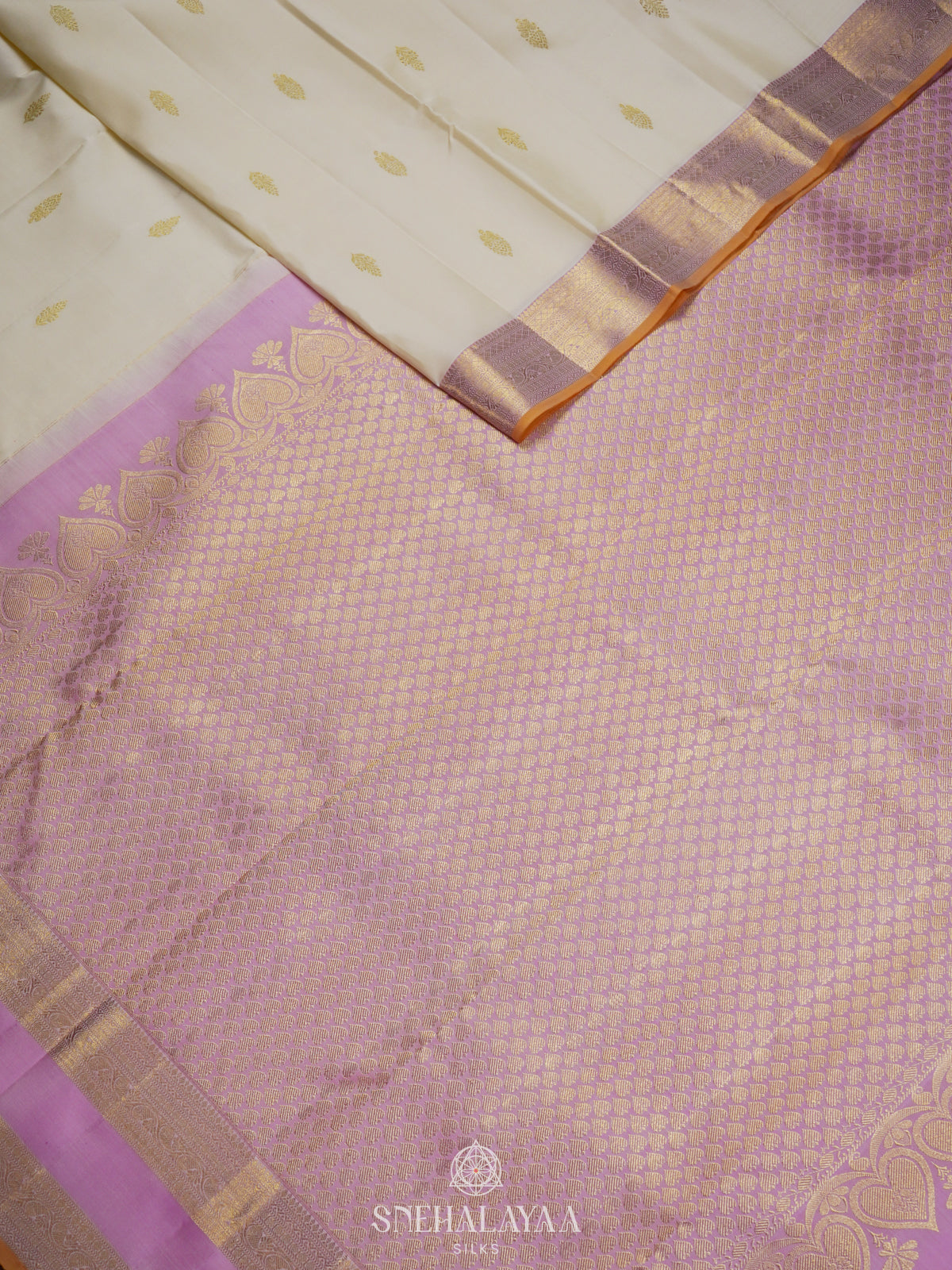 Cream Kanjivaram Silk Saree