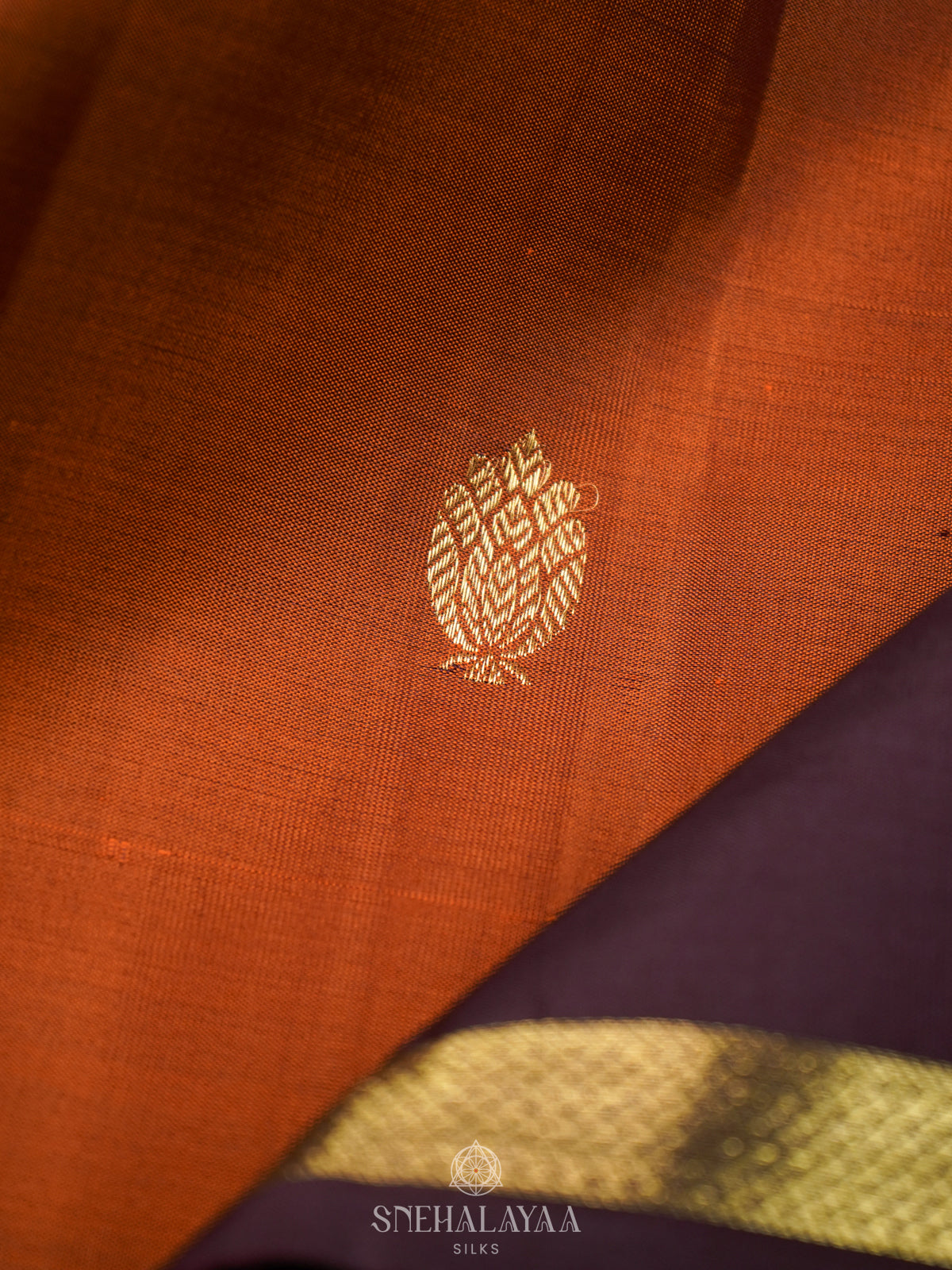 Burnt Orange Kanjivaram Silk Saree