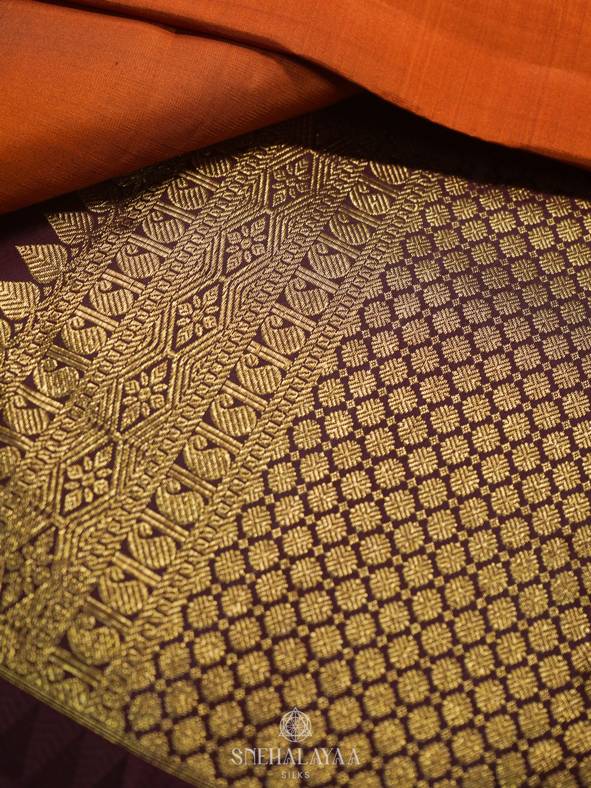 Burnt Orange Kanjivaram Silk Saree