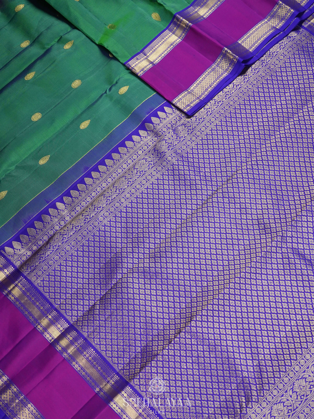 Forest Green Kanjivaram Silk Saree