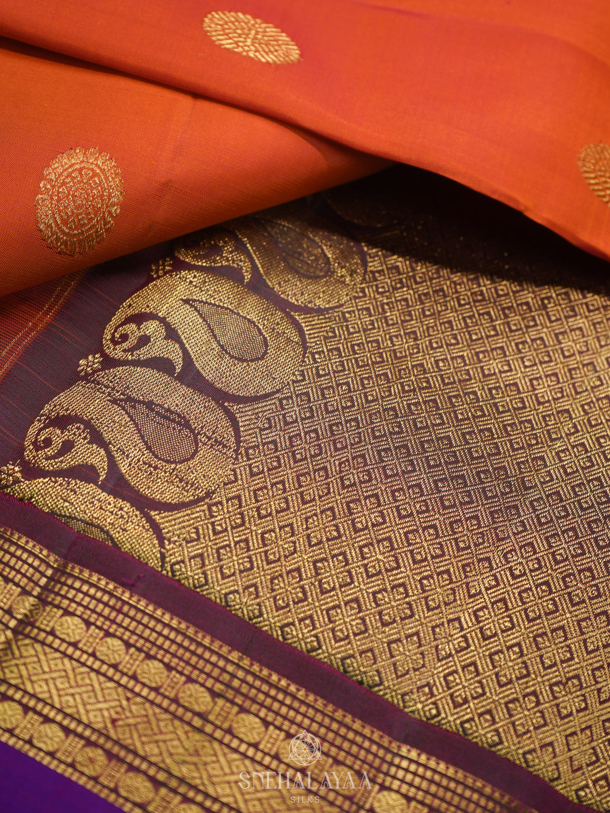 Orange Kanjivaram Silk Saree