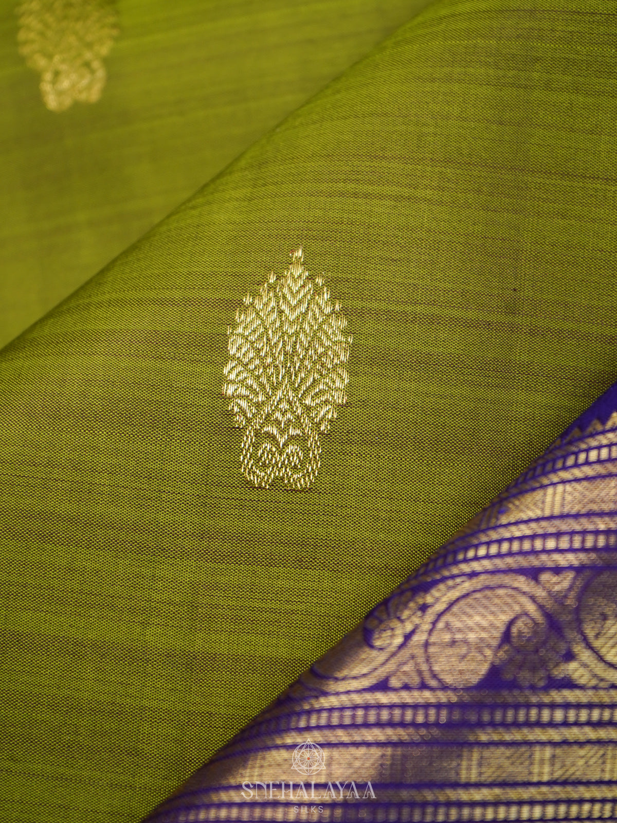 Lime Green Kanjivaram Silk Saree