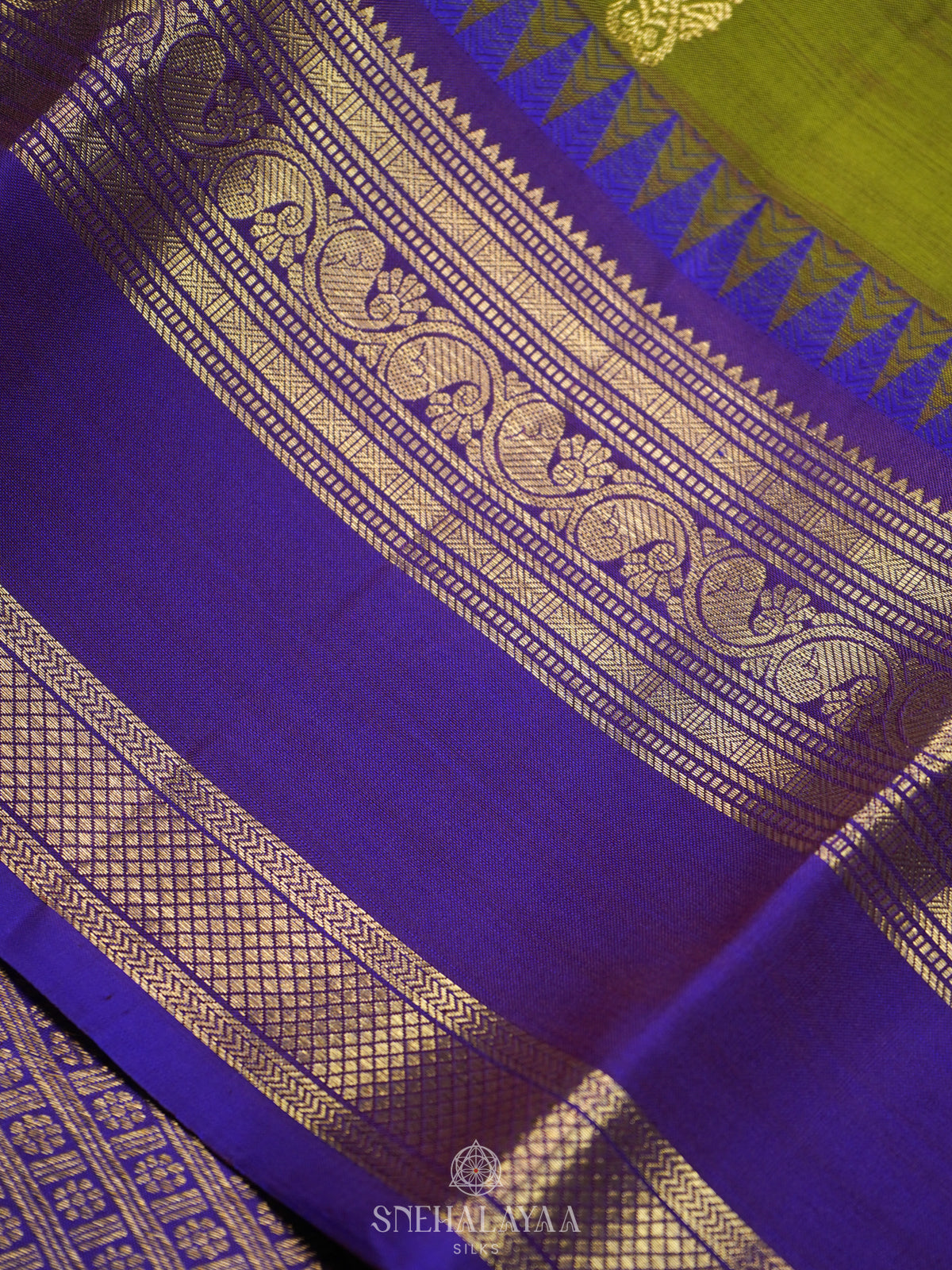 Lime Green Kanjivaram Silk Saree