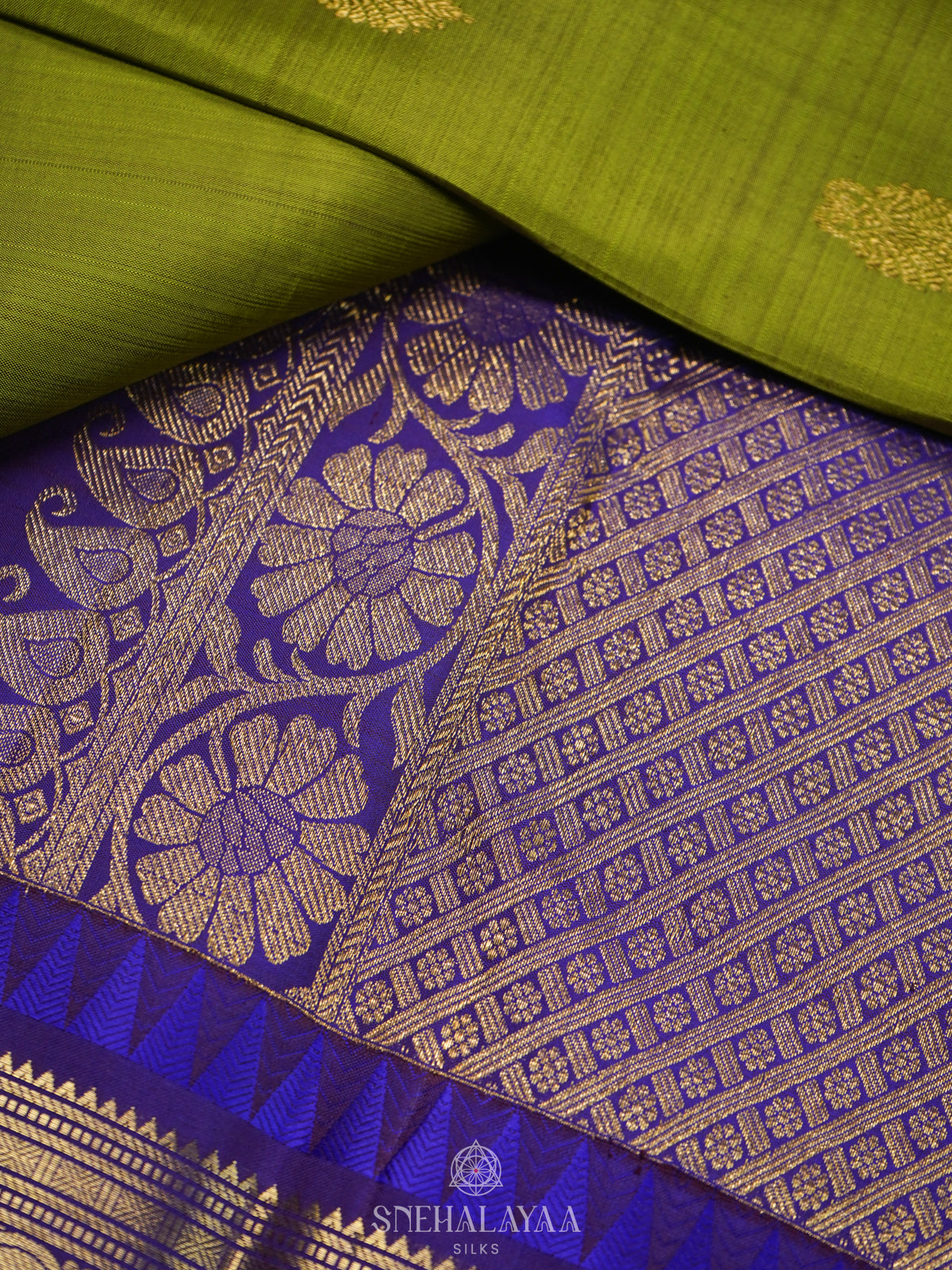 Lime Green Kanjivaram Silk Saree