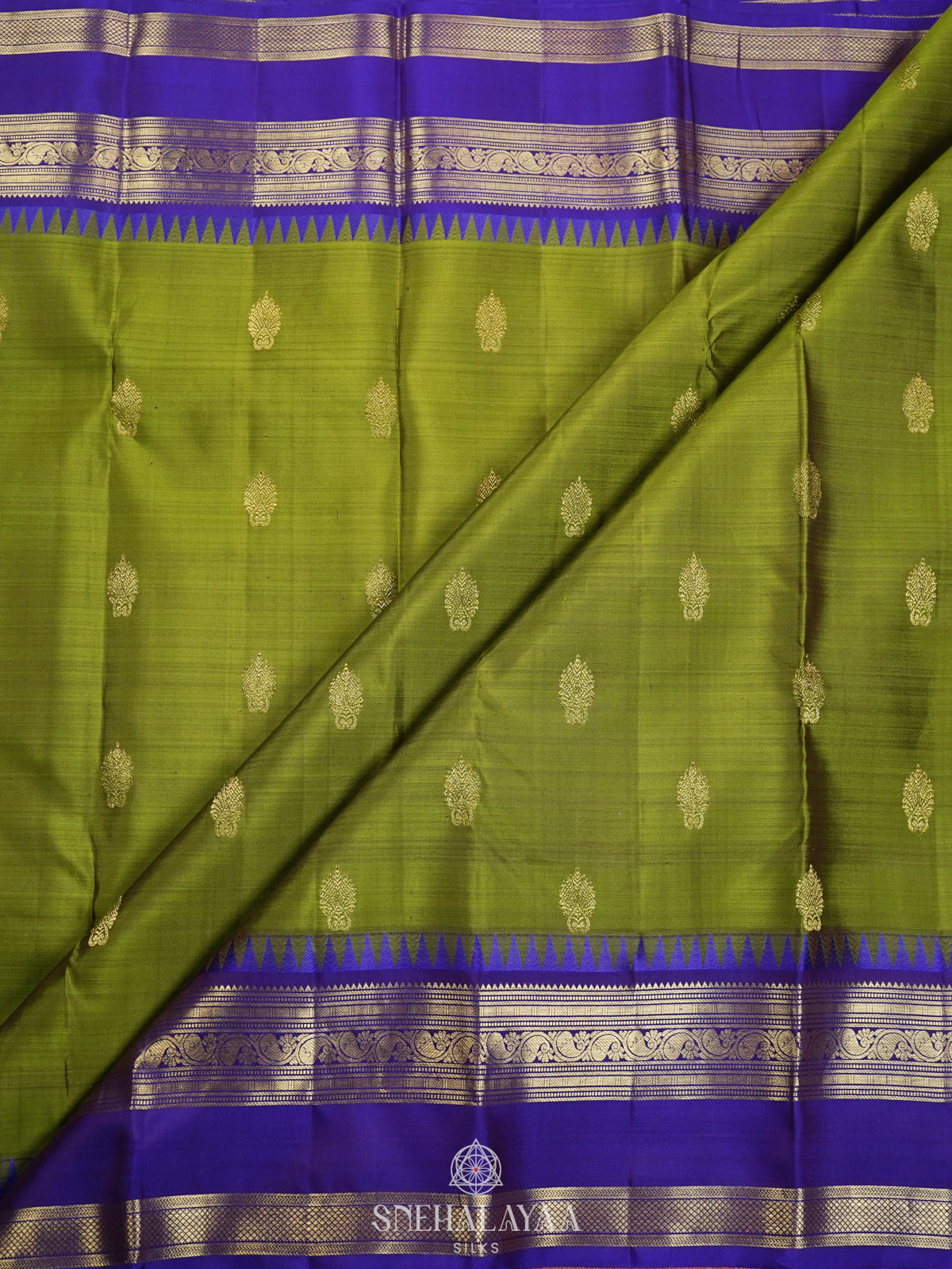 Lime Green Kanjivaram Silk Saree