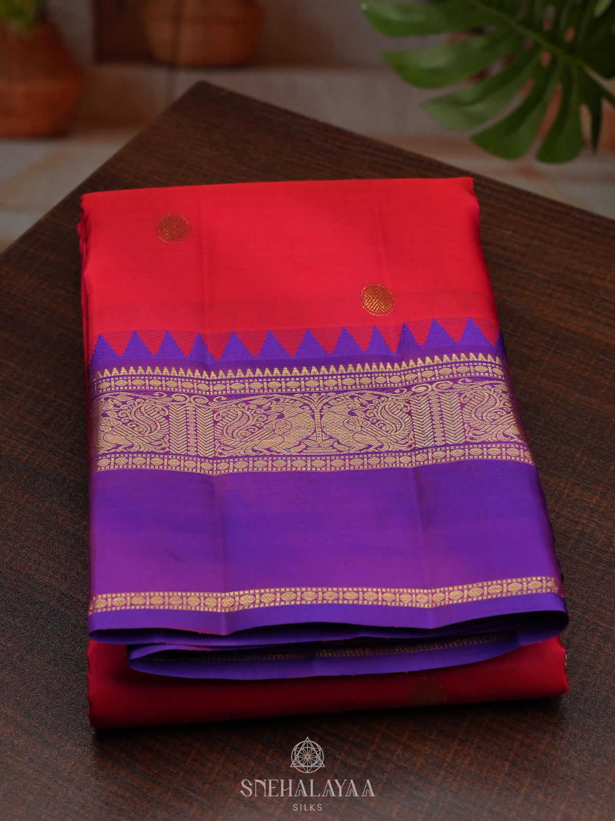 Ruby Red Kanjivaram Silk Saree