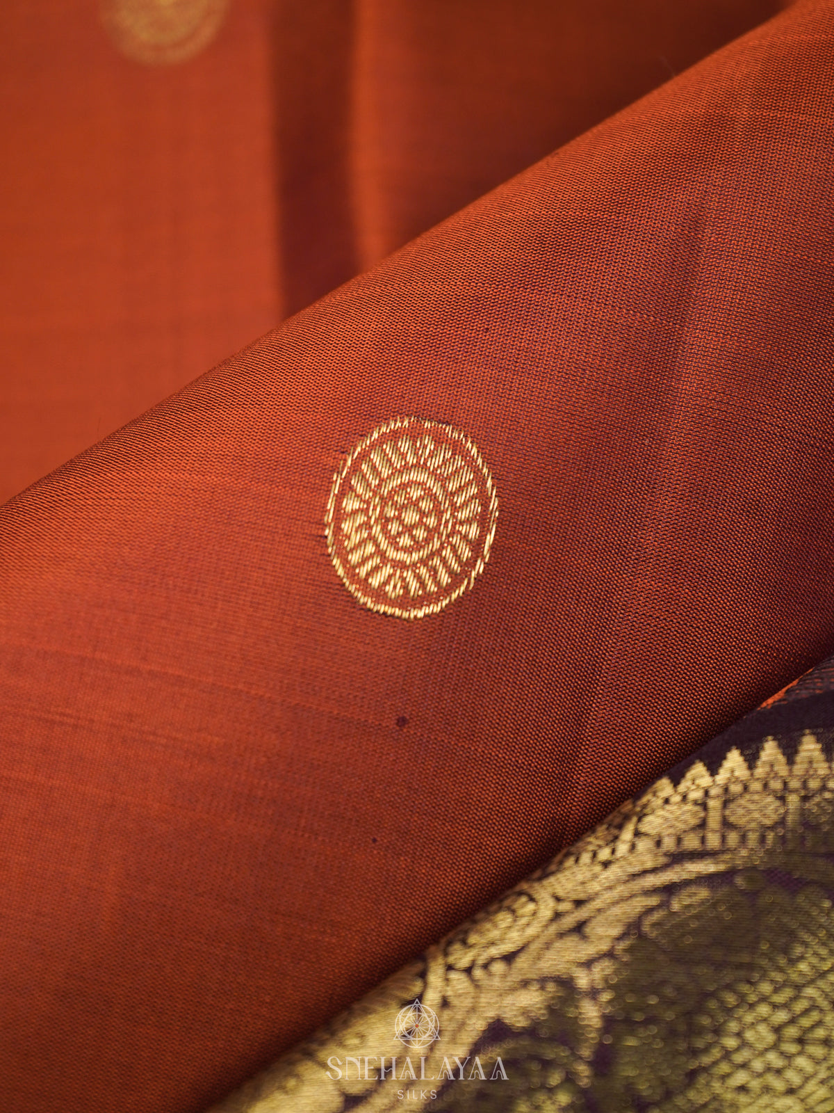 Burnt Orange Kanjivaram Silk Saree