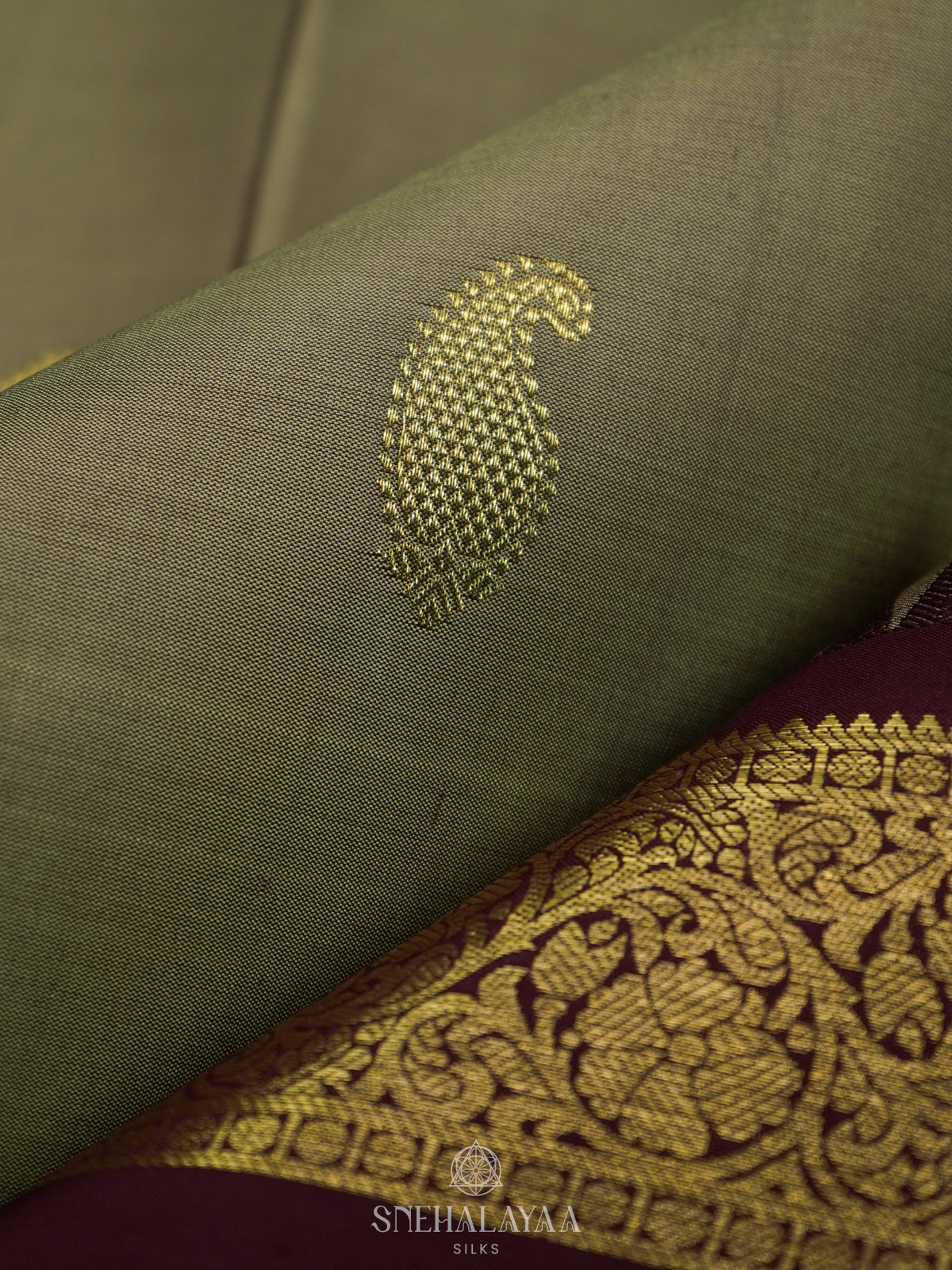 Sage Green Kanjivaram Silk Saree