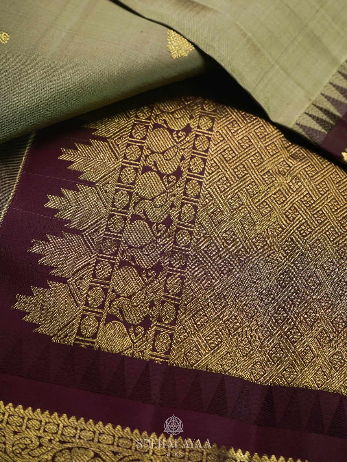 Sage Green Kanjivaram Silk Saree