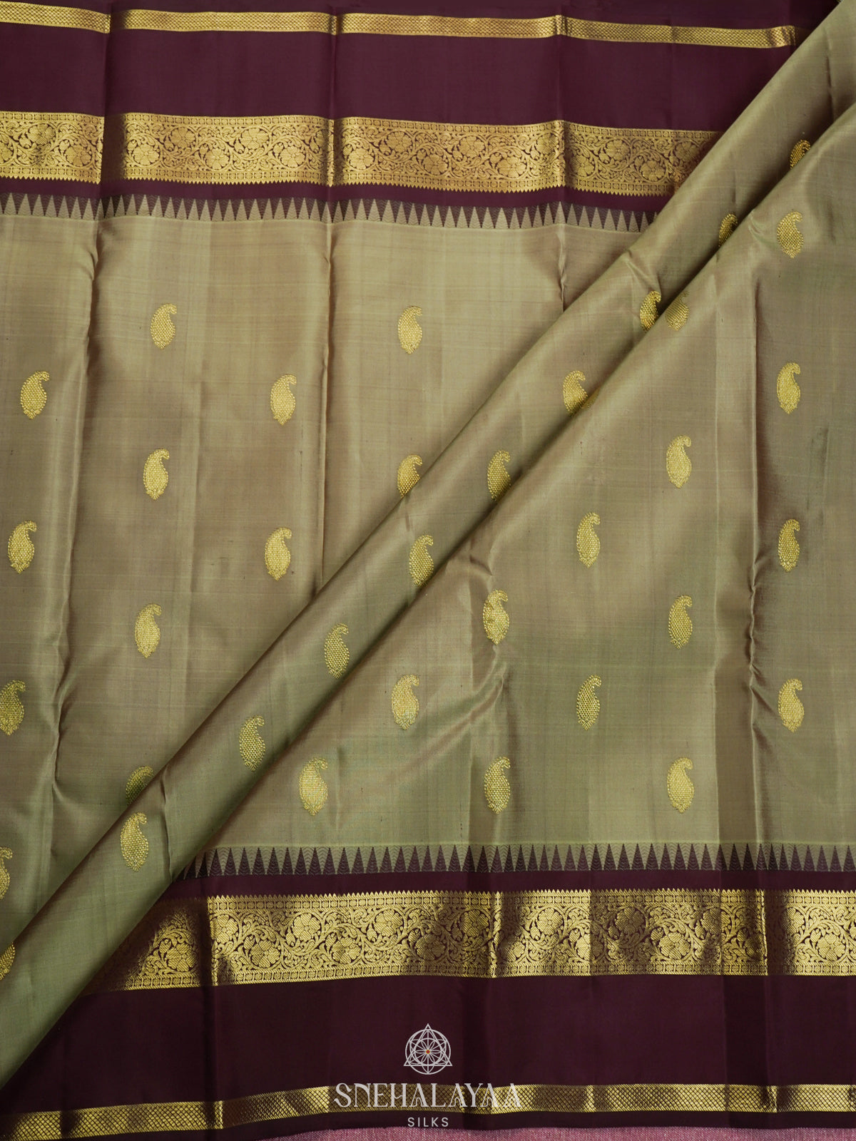 Sage Green Kanjivaram Silk Saree