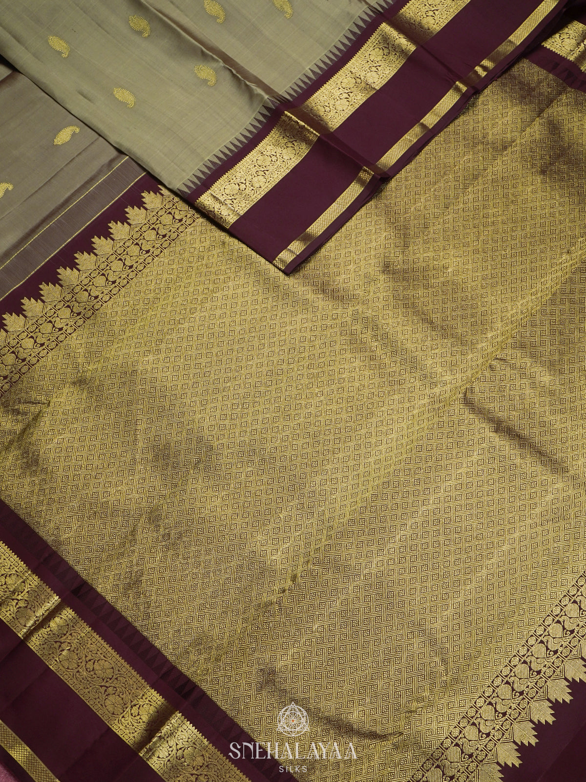 Sage Green Kanjivaram Silk Saree