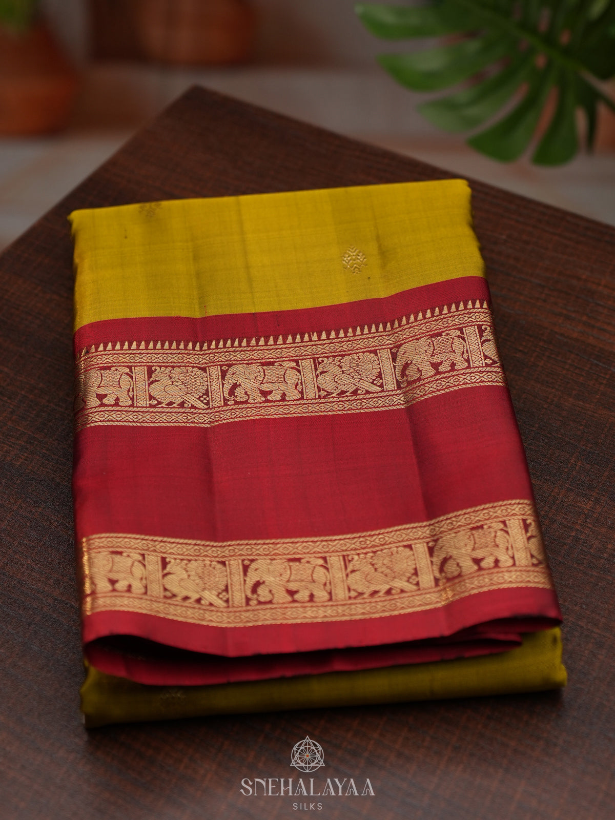 Mustard Kanjivaram Silk Saree