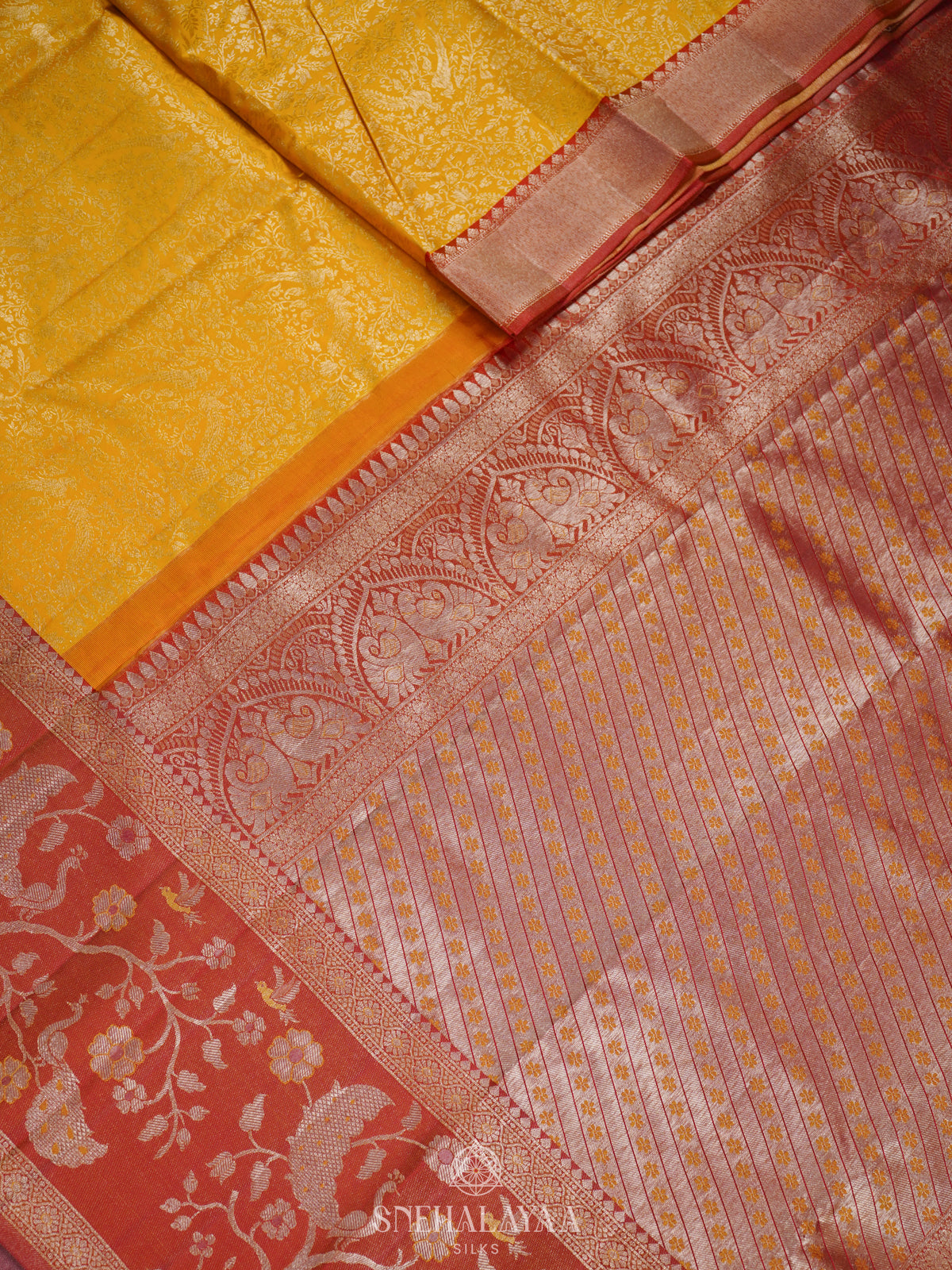 Mango Yellow Kanjivaram Silk Saree