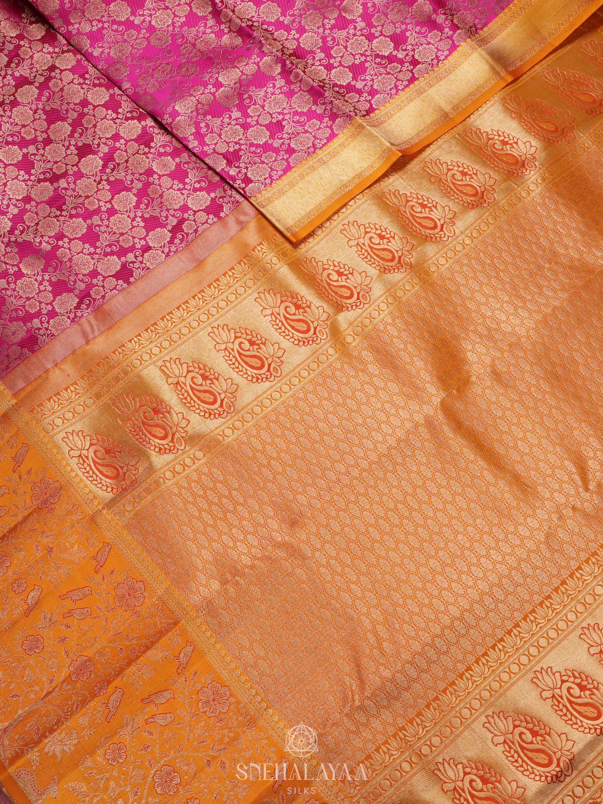 Pink Kanjivaram Silk Saree