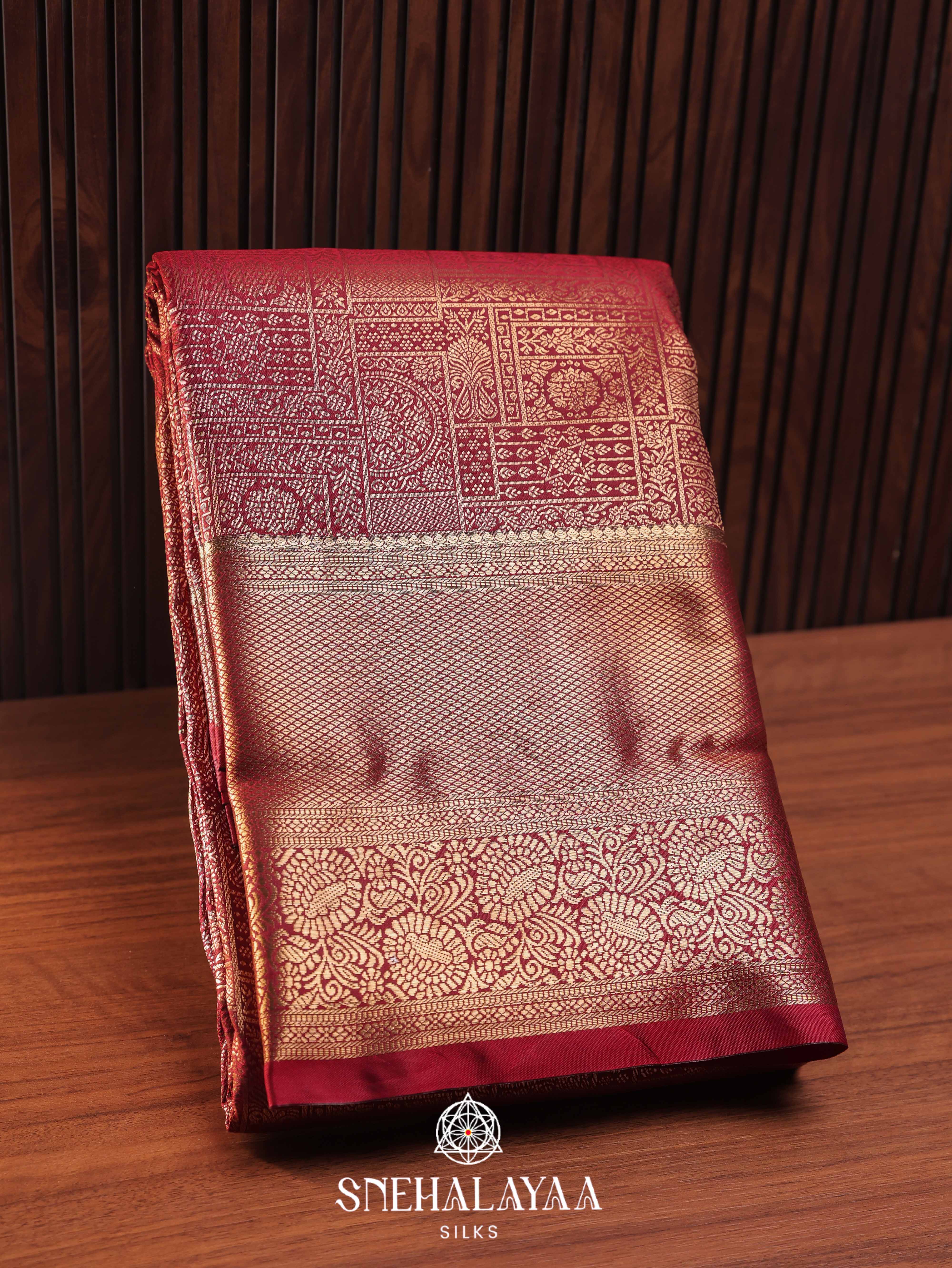 Maroon Art Silk Saree