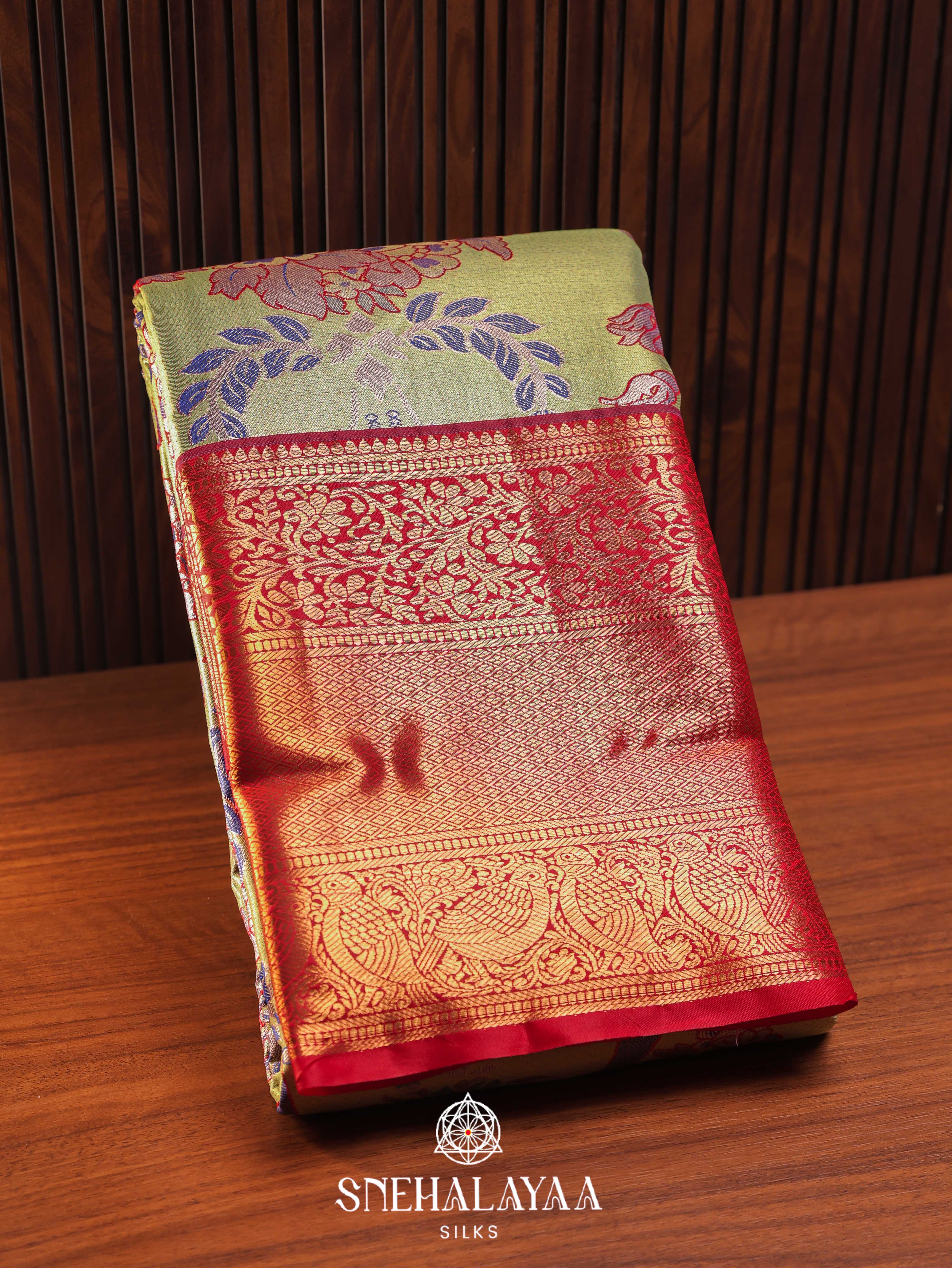 Pale Green Art Silk Saree