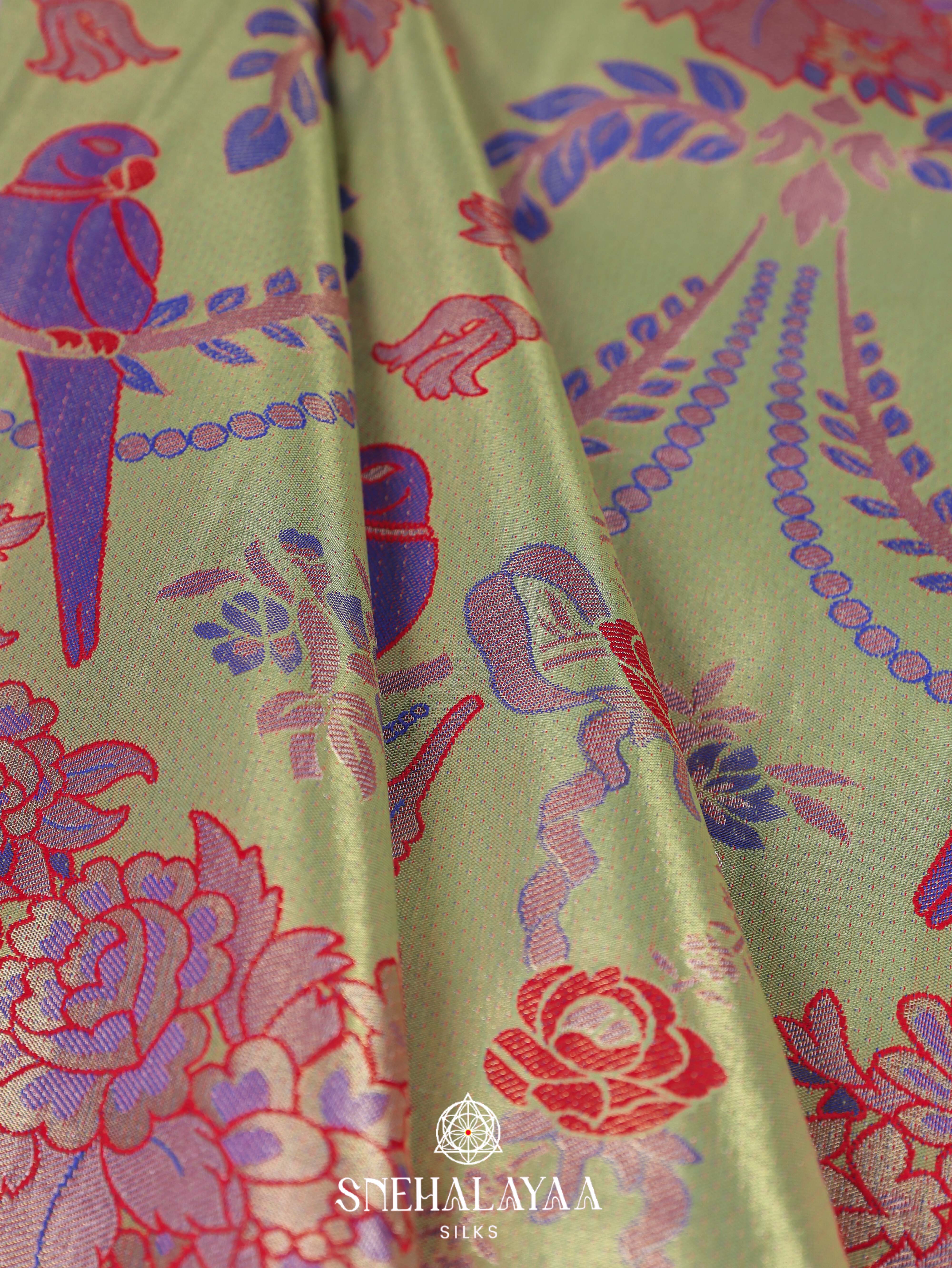 Pale Green Art Silk Saree