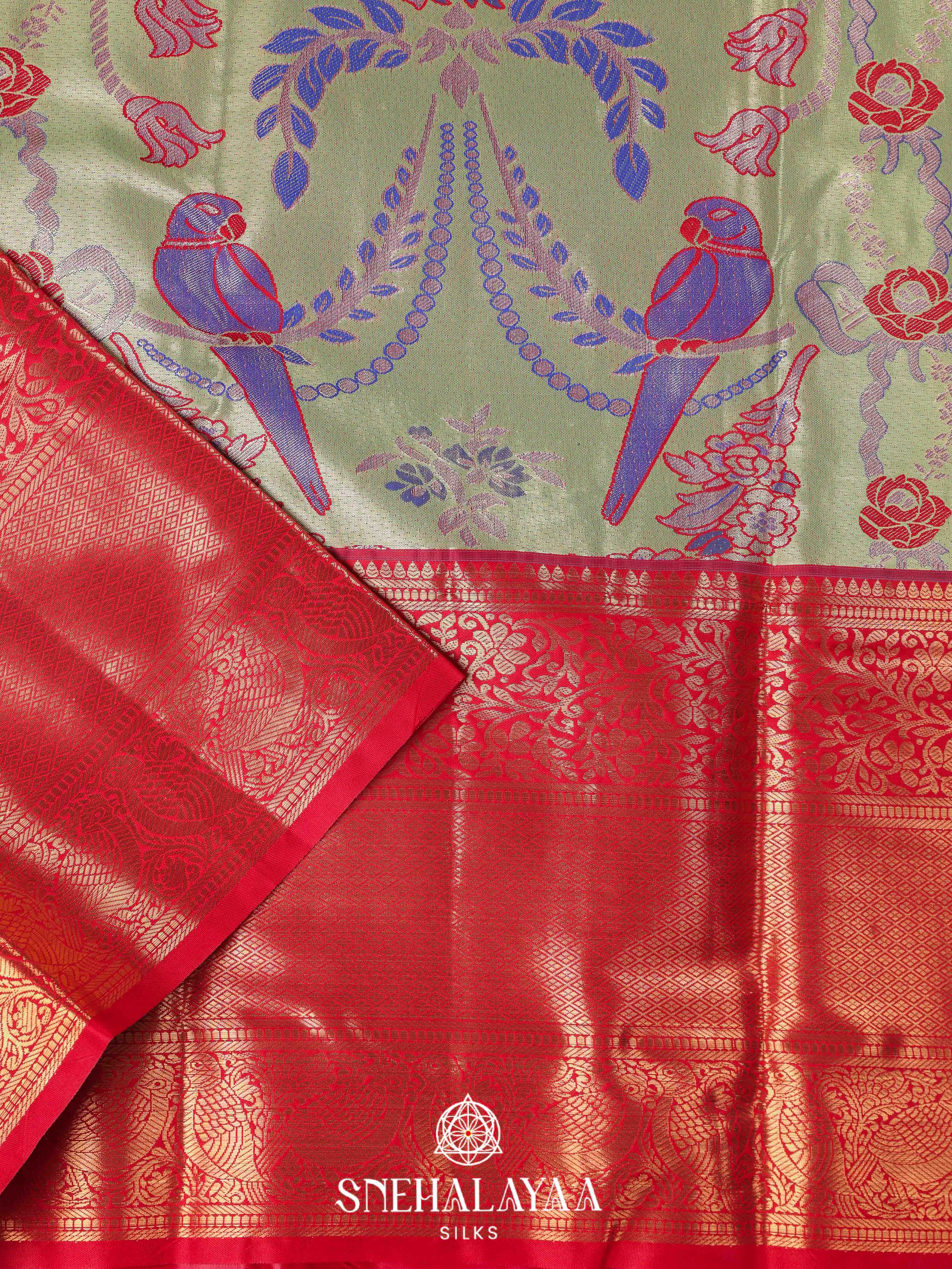 Pale Green Art Silk Saree