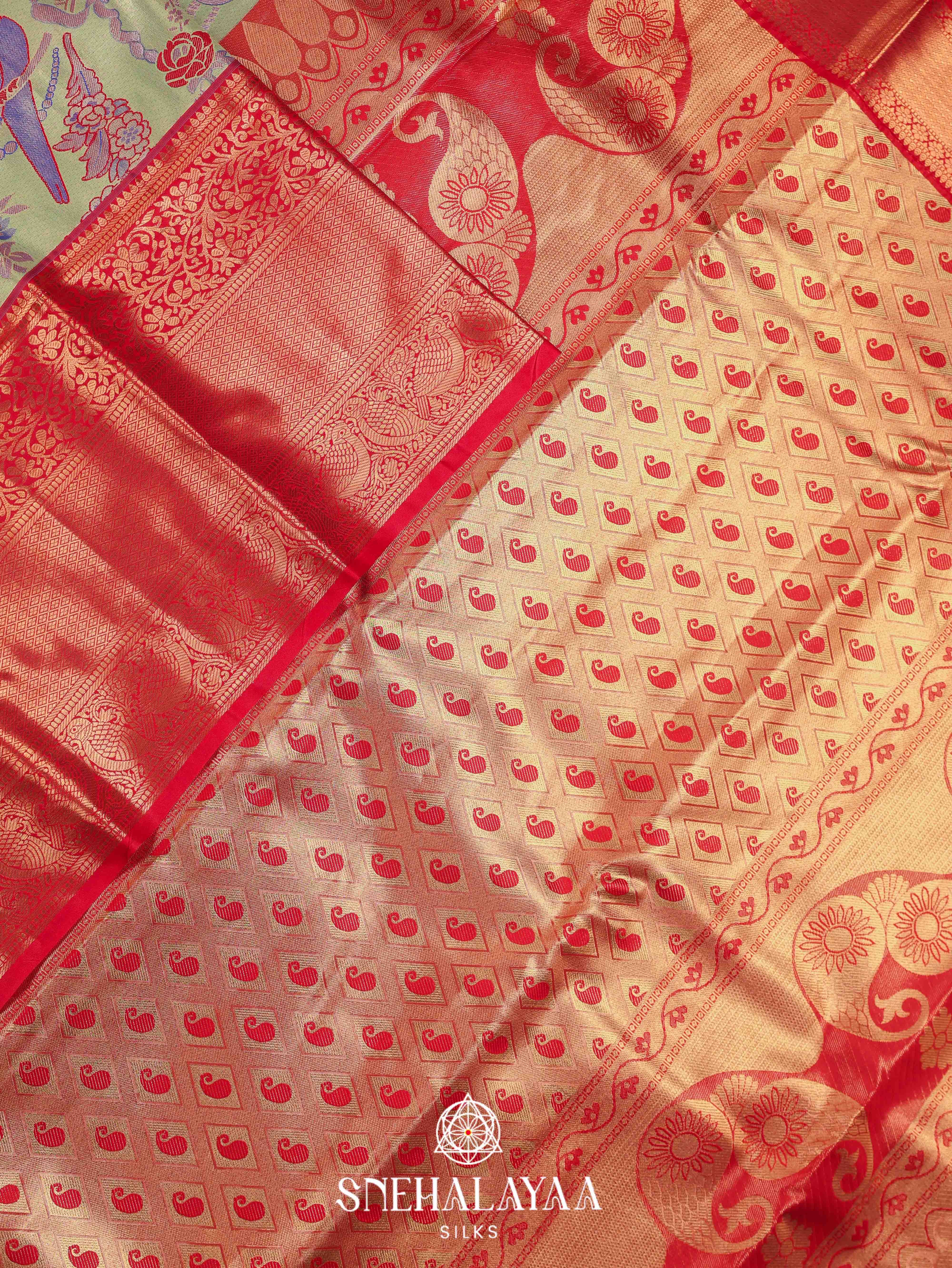Pale Green Art Silk Saree