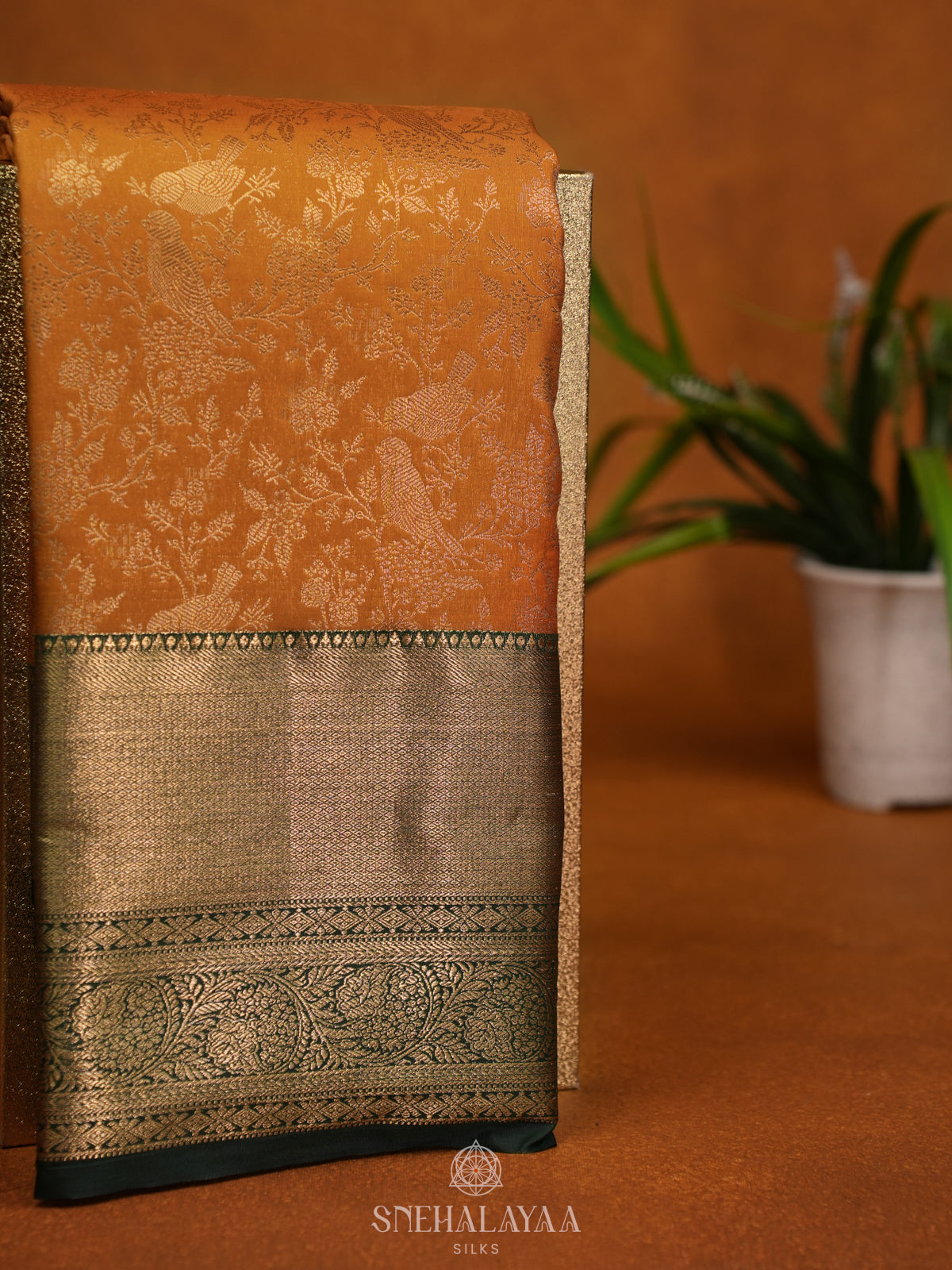Mustard Yellow Art Silk Saree