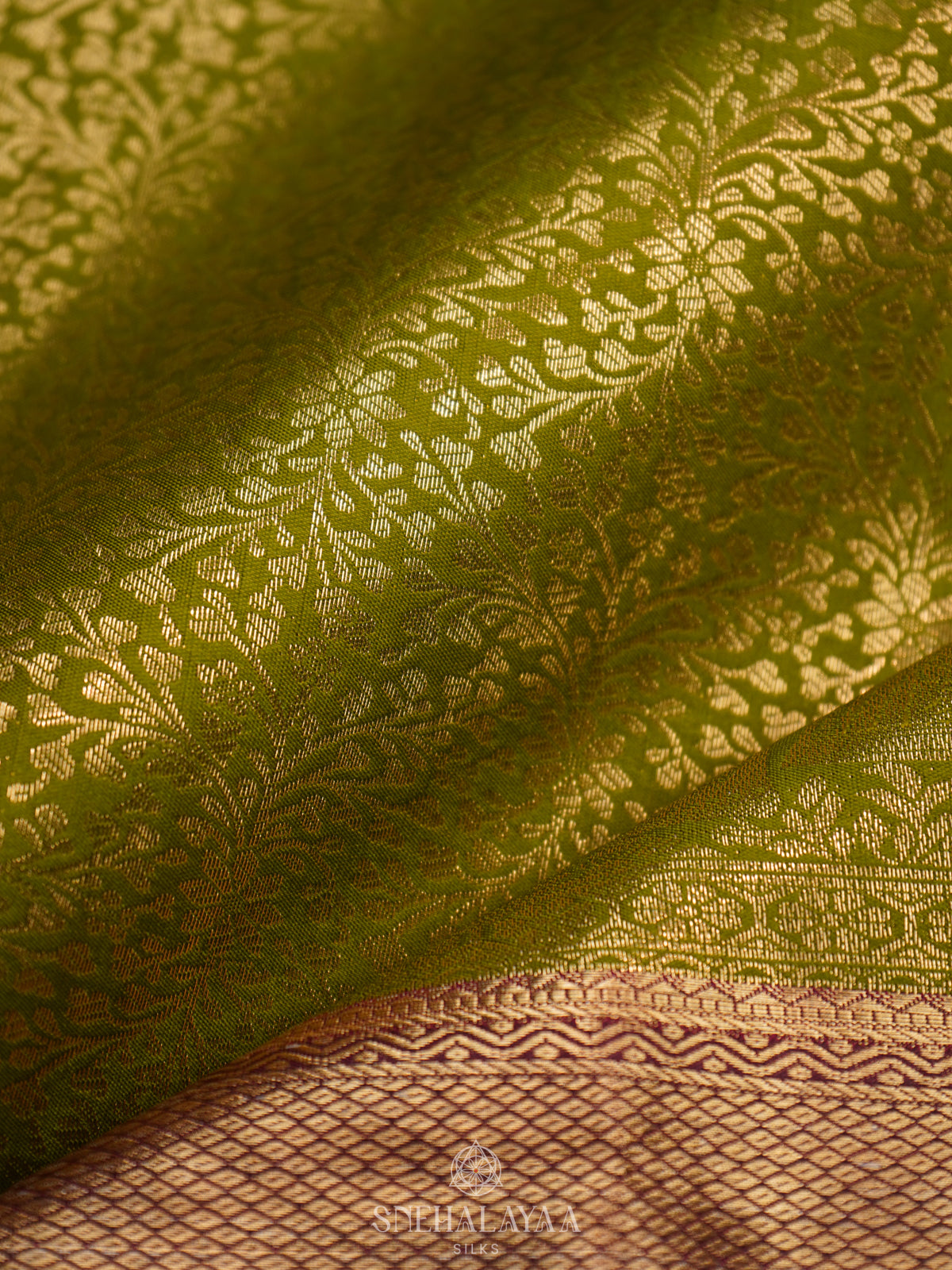 Olive Green Art Silk Saree