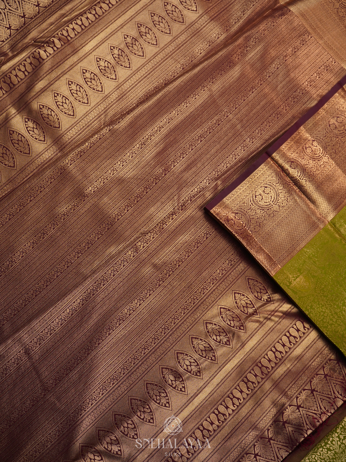 Olive Green Art Silk Saree