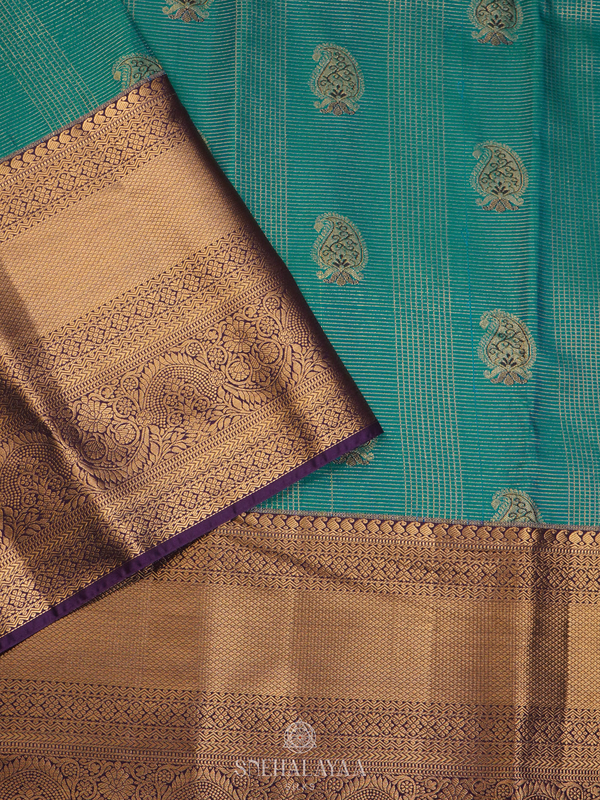 Teal Green Art Silk Saree