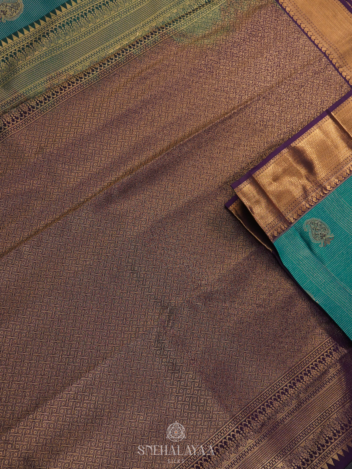 Teal Green Art Silk Saree